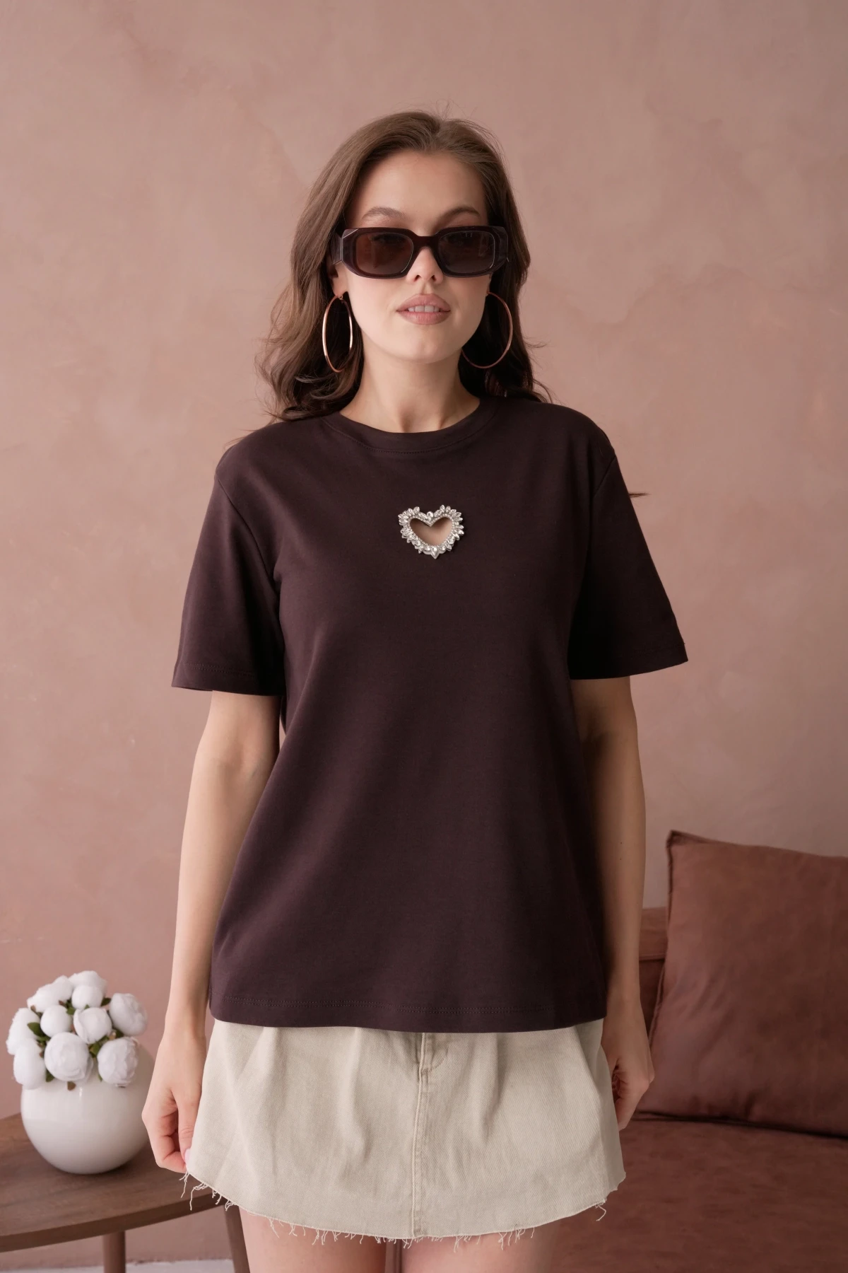 Taş İşleme Basic T-Shirt