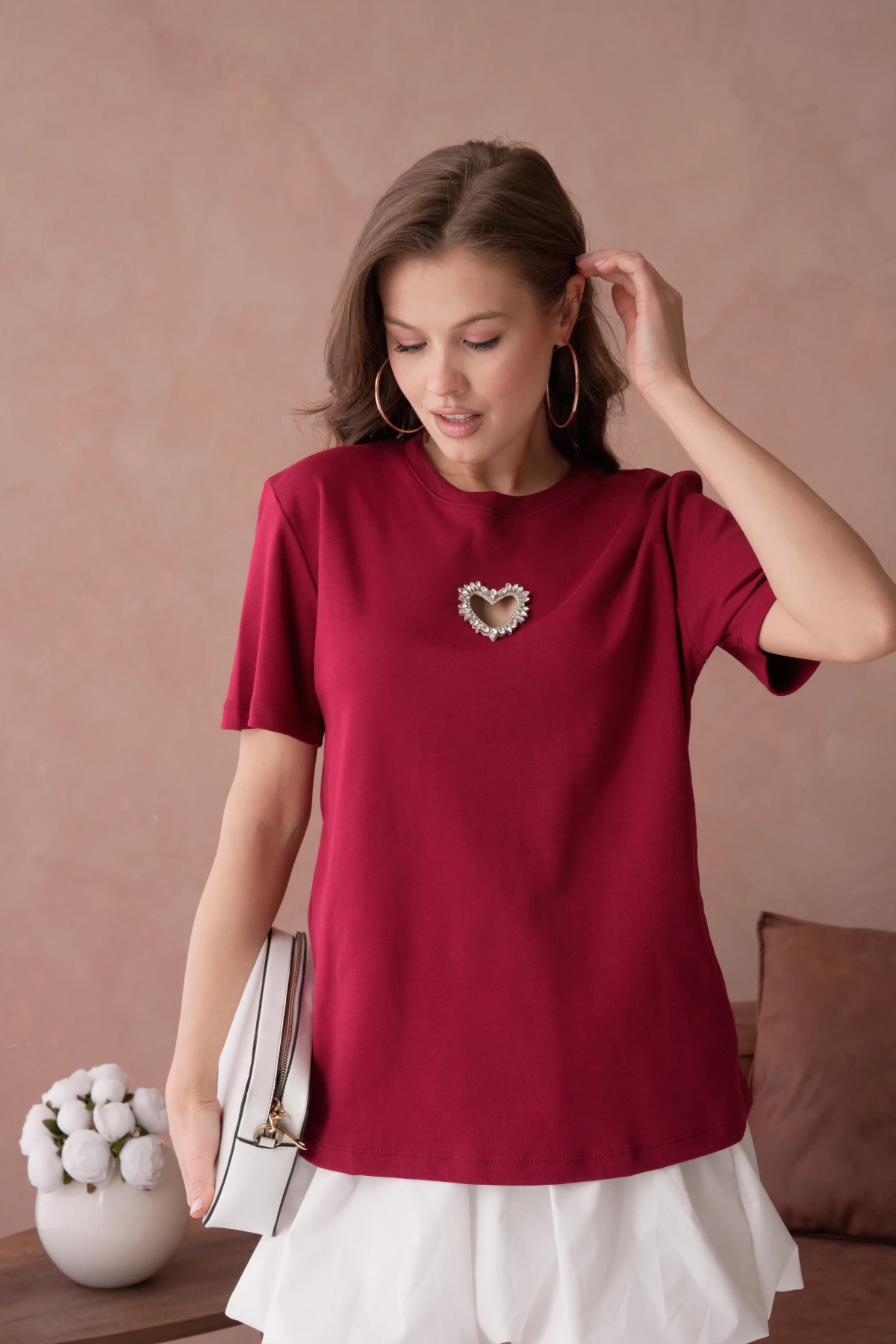 Taş İşleme Basic T-Shirt