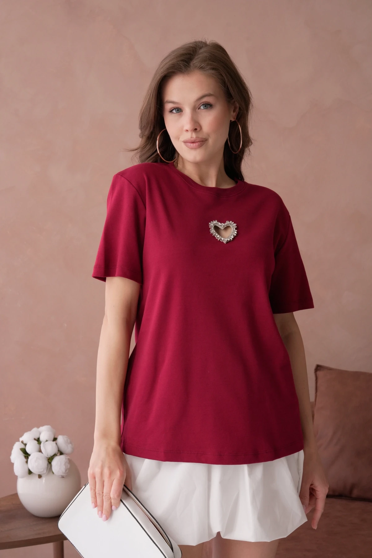 Taş İşleme Basic T-Shirt