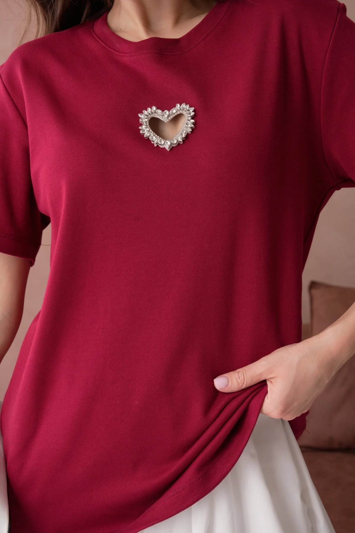 Taş İşleme Basic T-Shirt