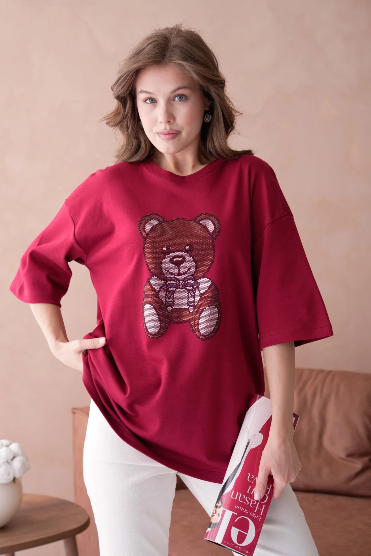 Taş İşlemeli Basic T-Shirt