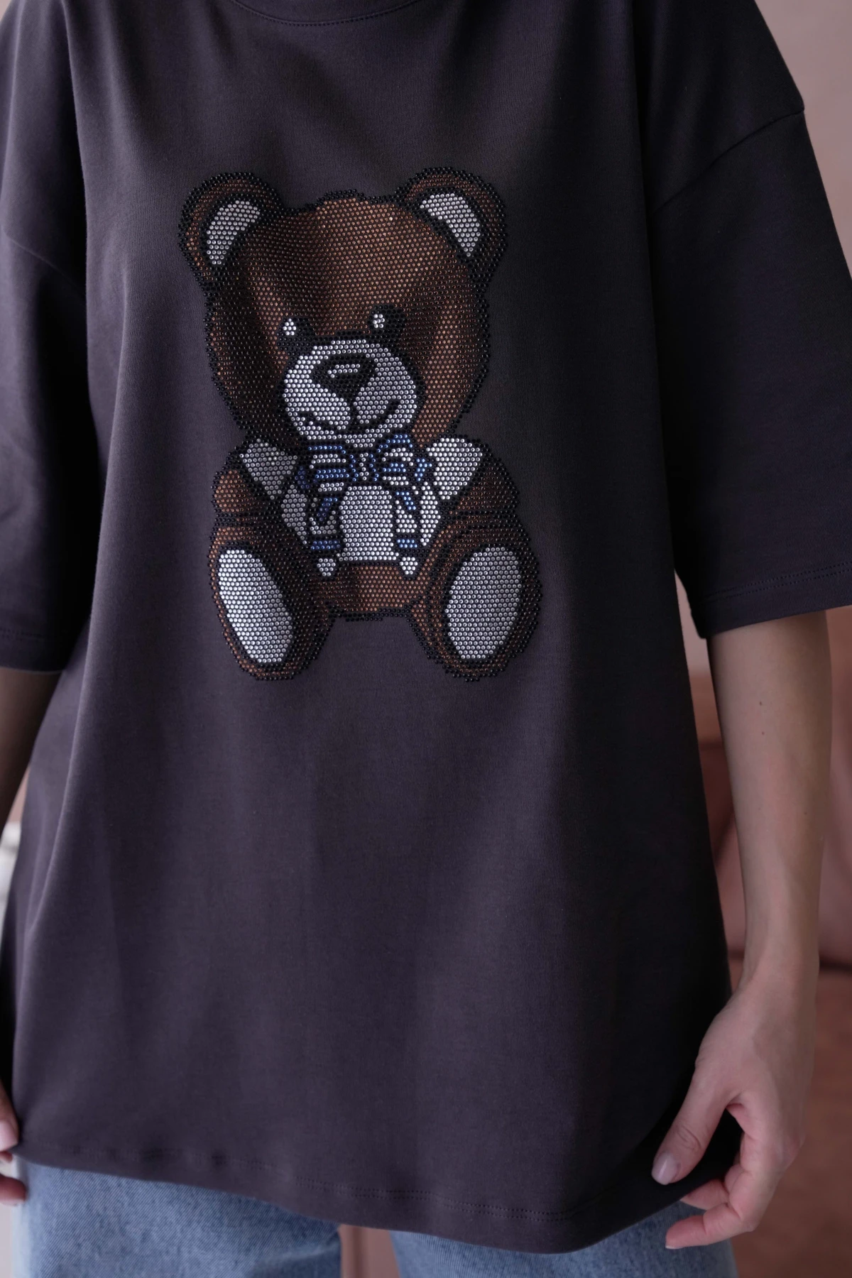 Taş İşlemeli Basic T-Shirt