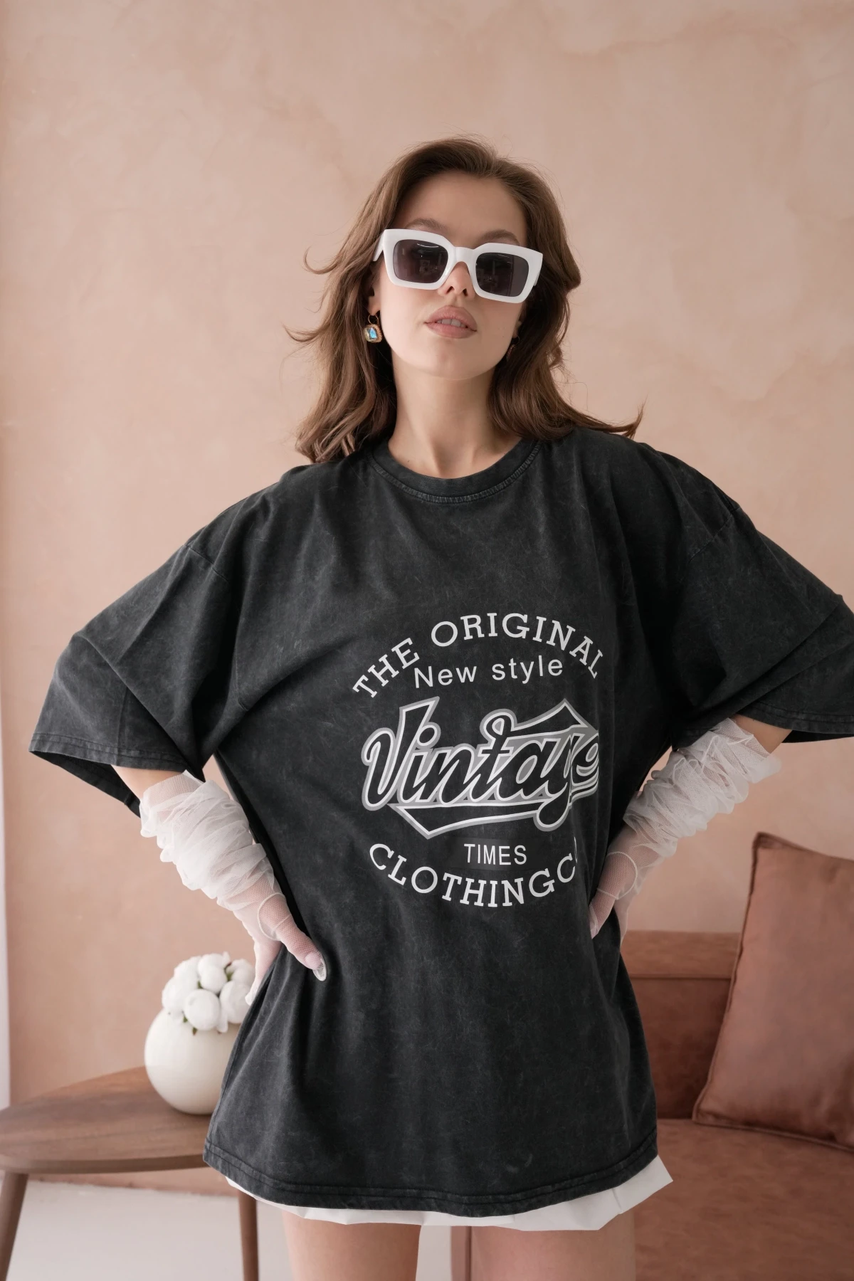 Baskılı Salaş Basic T-Shirt