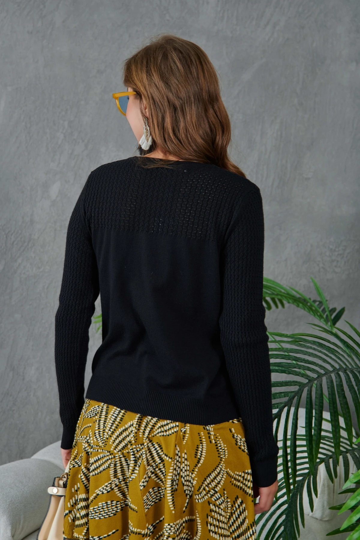 Bisiklet Yaka Ajurlu Uzun Kol Triko Kazak