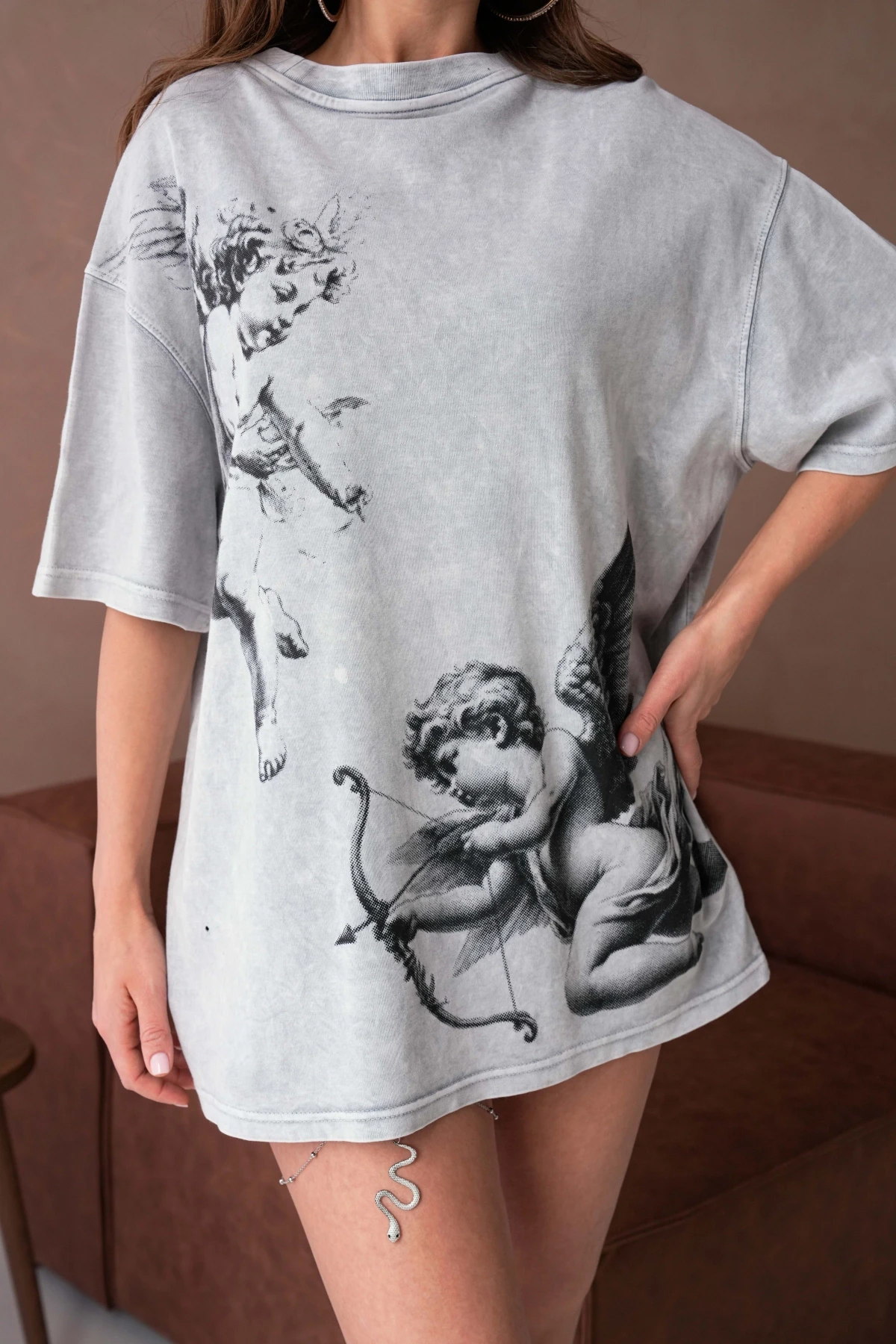 Baskılı Yıkamalı Salaş Basic T-Shirt