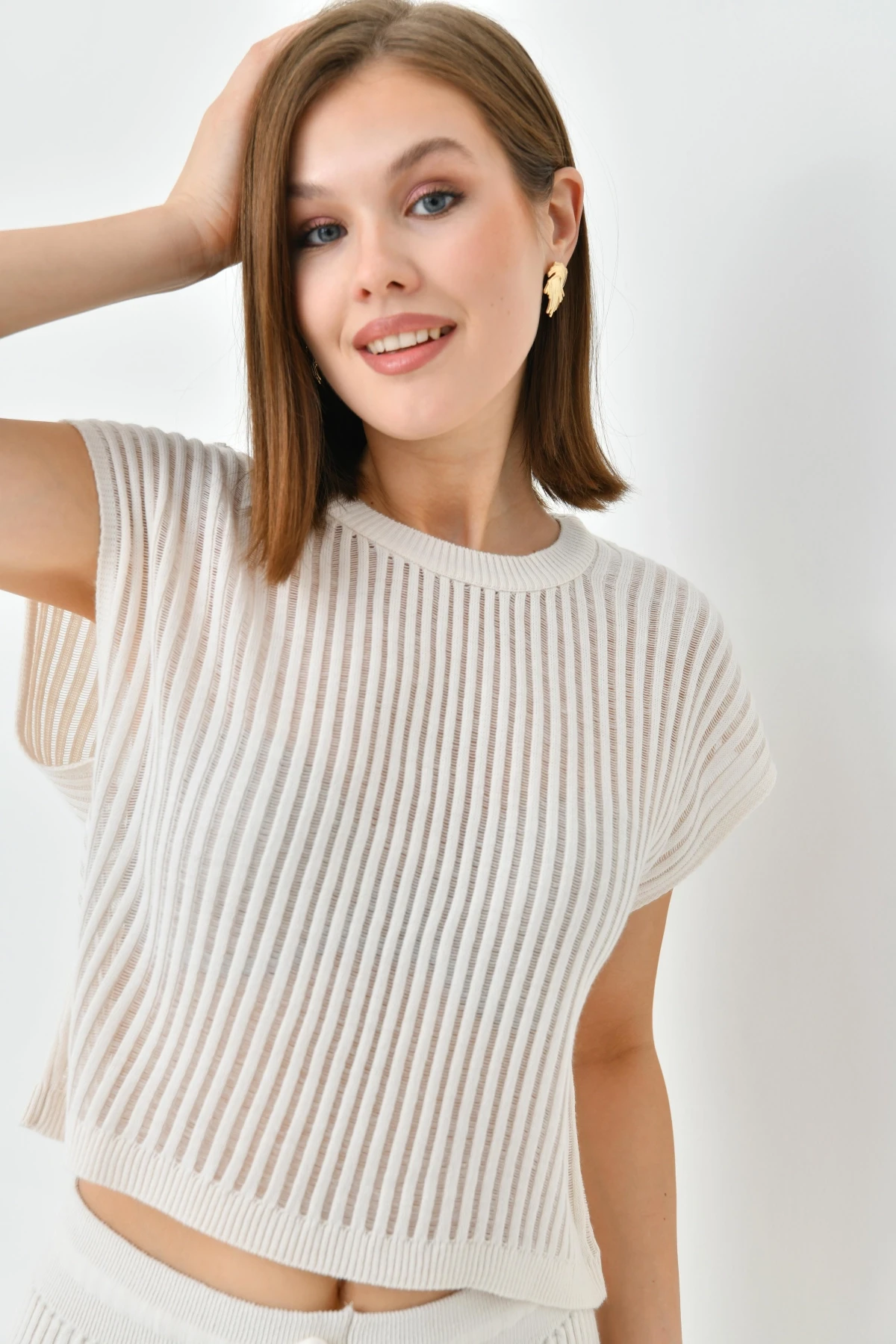 Bisiklet Yaka Kolsuz Bluz Pantolon İkili Takım