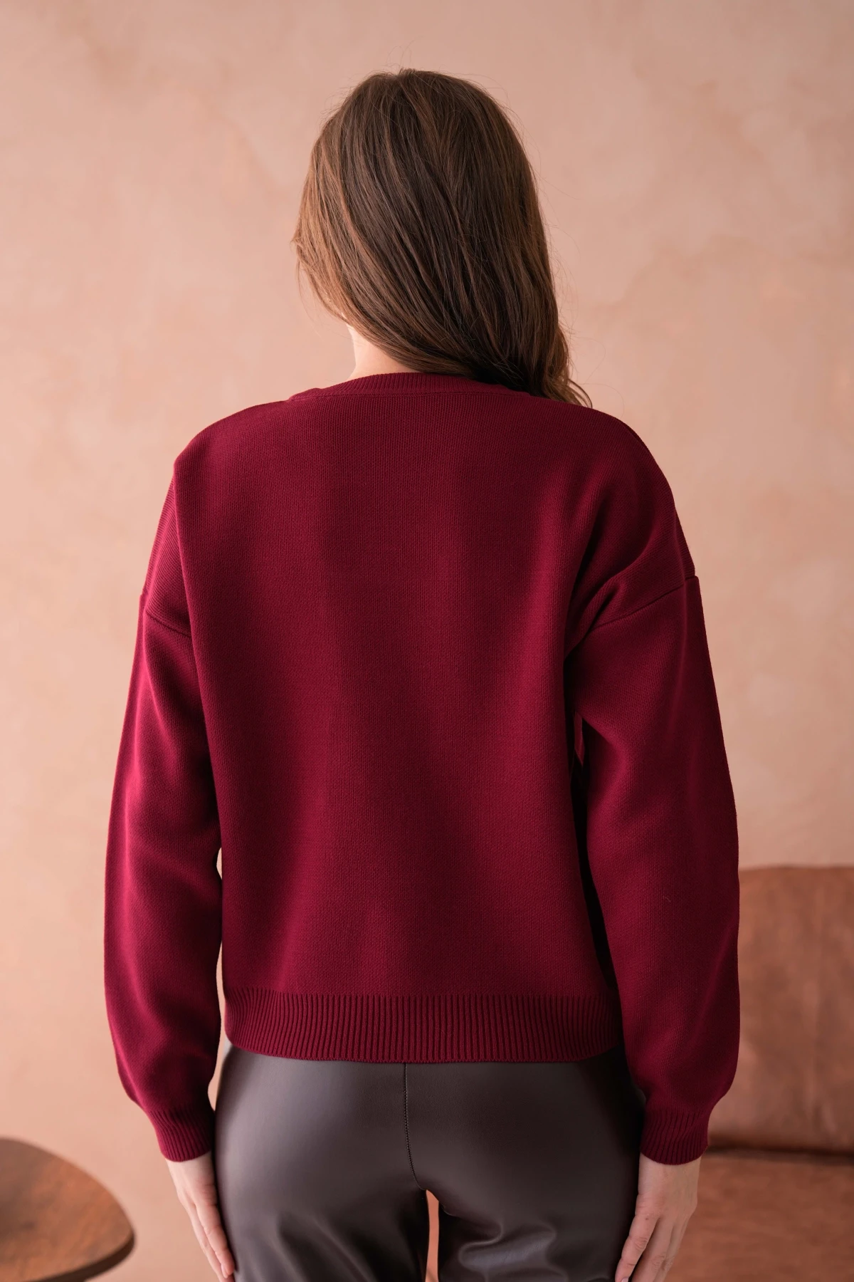 Kadın Bisiklet Yaka Nakış Deaty Triko Kazak