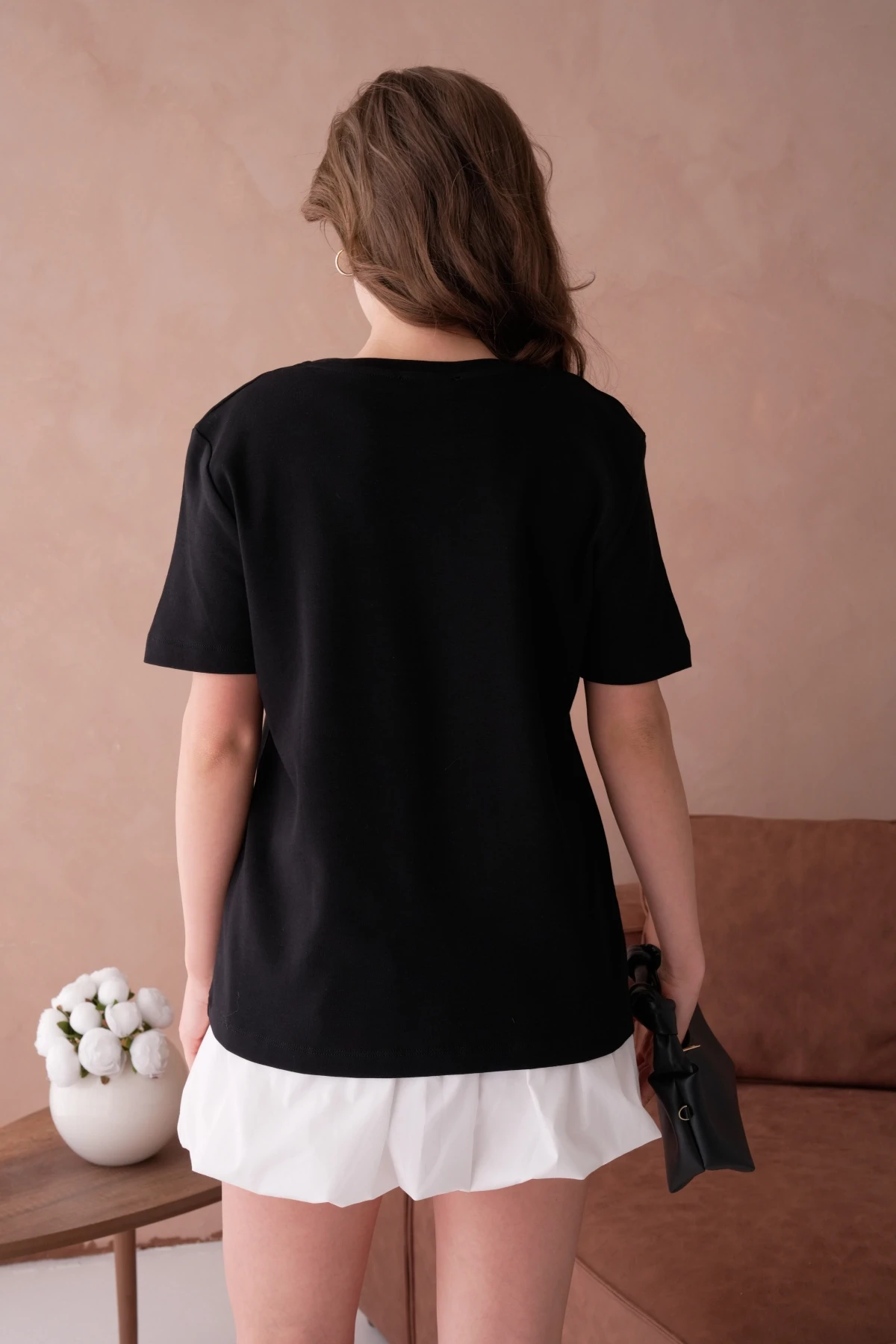 Bisiklet Yaka Varak Baskılı Basic T-Shirt