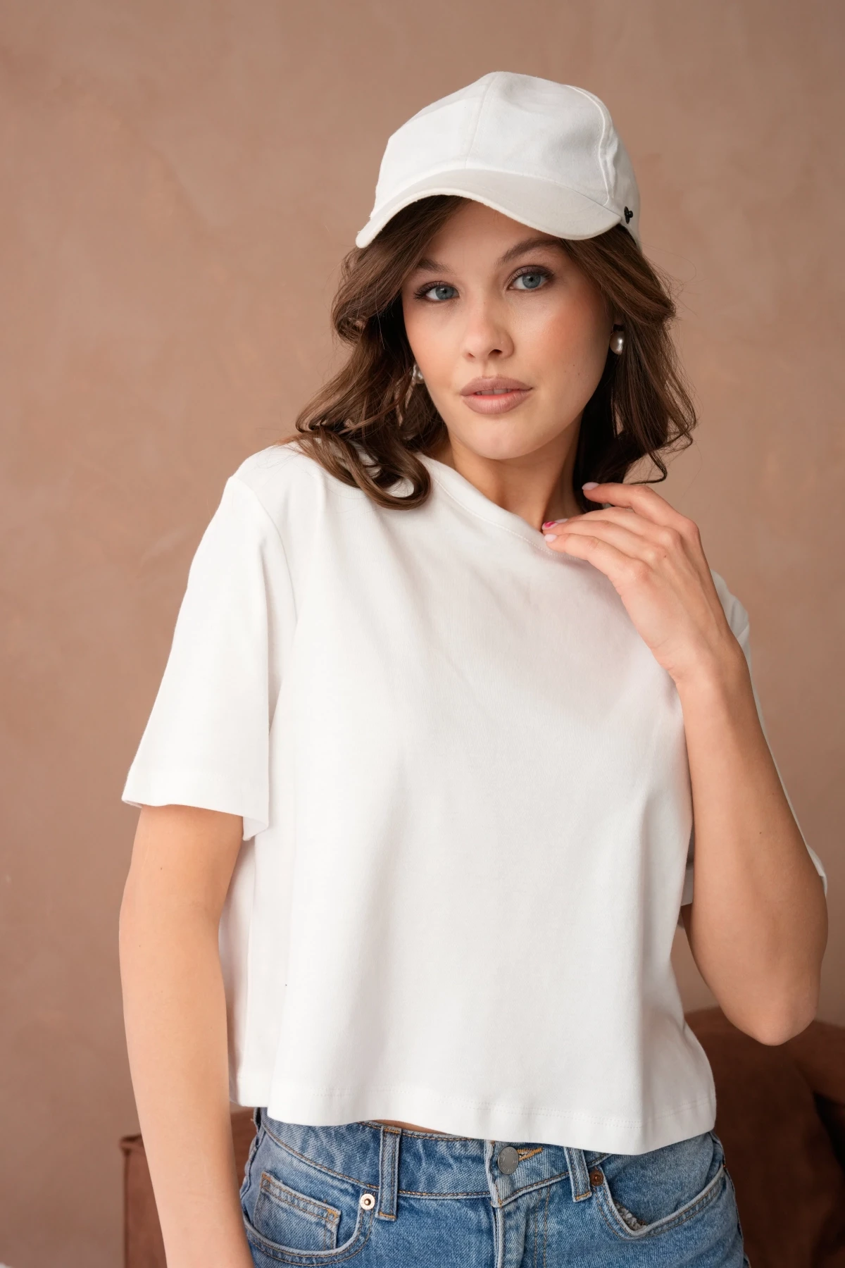 Bisiklet Yaka Yarım Crop Basic T-Shirt