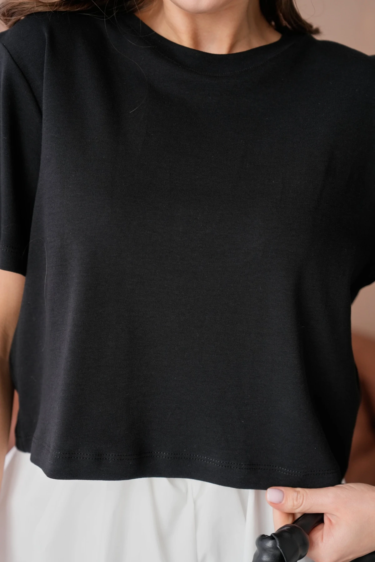 Bisiklet Yaka Yarım Crop Basic T-Shirt