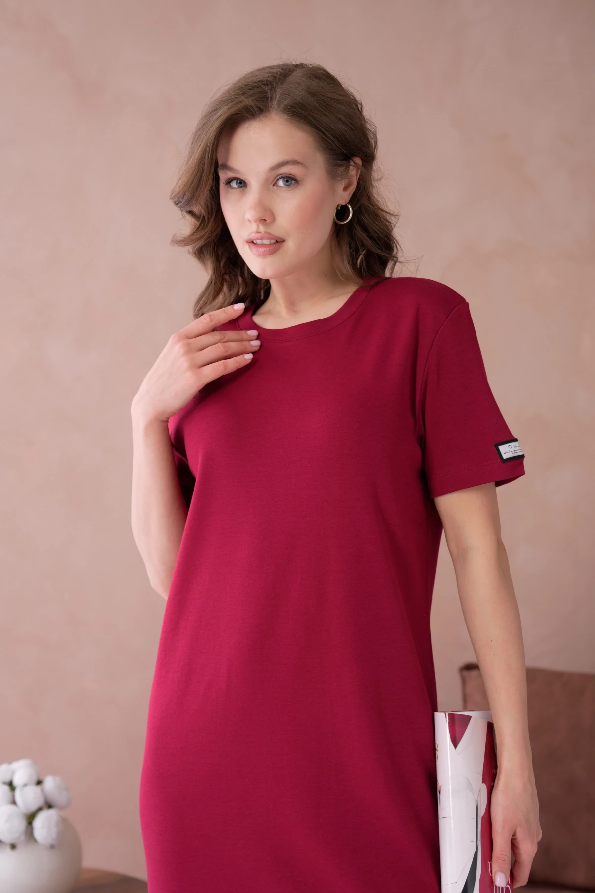 Bisiklet Yaka Yırtmaçlı Salaş Basic Penye Elbise