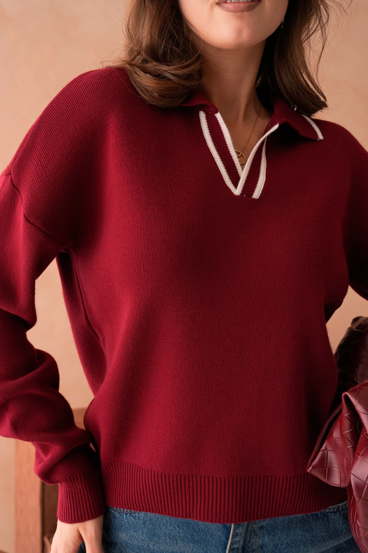 Kadın Poloyaka Salaş Triko Kazak