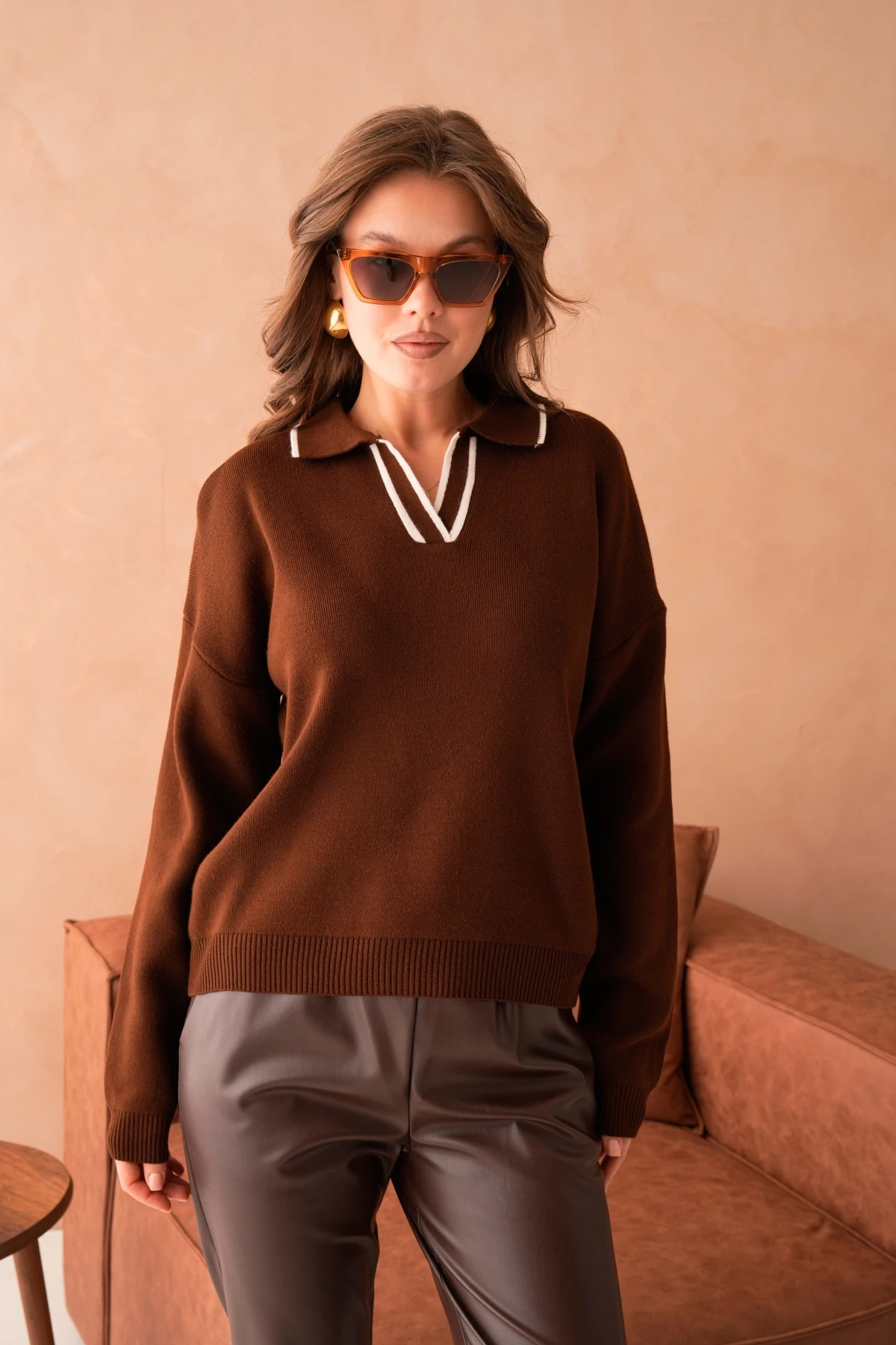 Kadın Poloyaka Salaş Triko Kazak