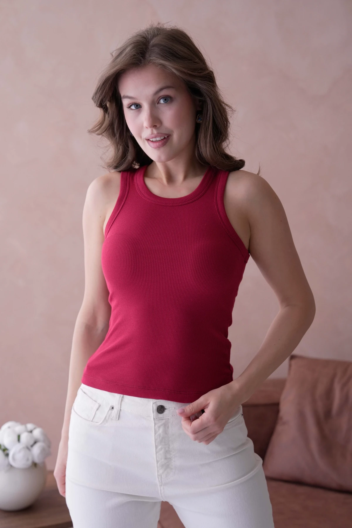 Sırtı Karyoka Dikişli Fitilli Basic Atlet