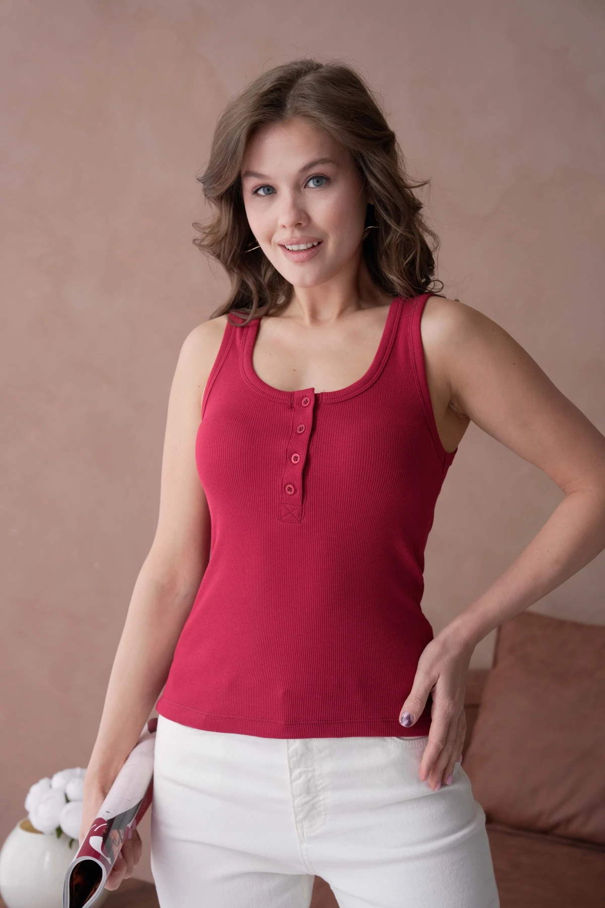 Yakası Patlı Fitilli Slim Basic Atlet