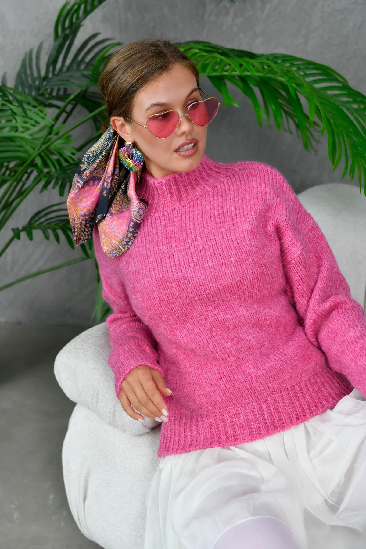 Kadın Yarım Balıkçı Yaka Triko Kazak