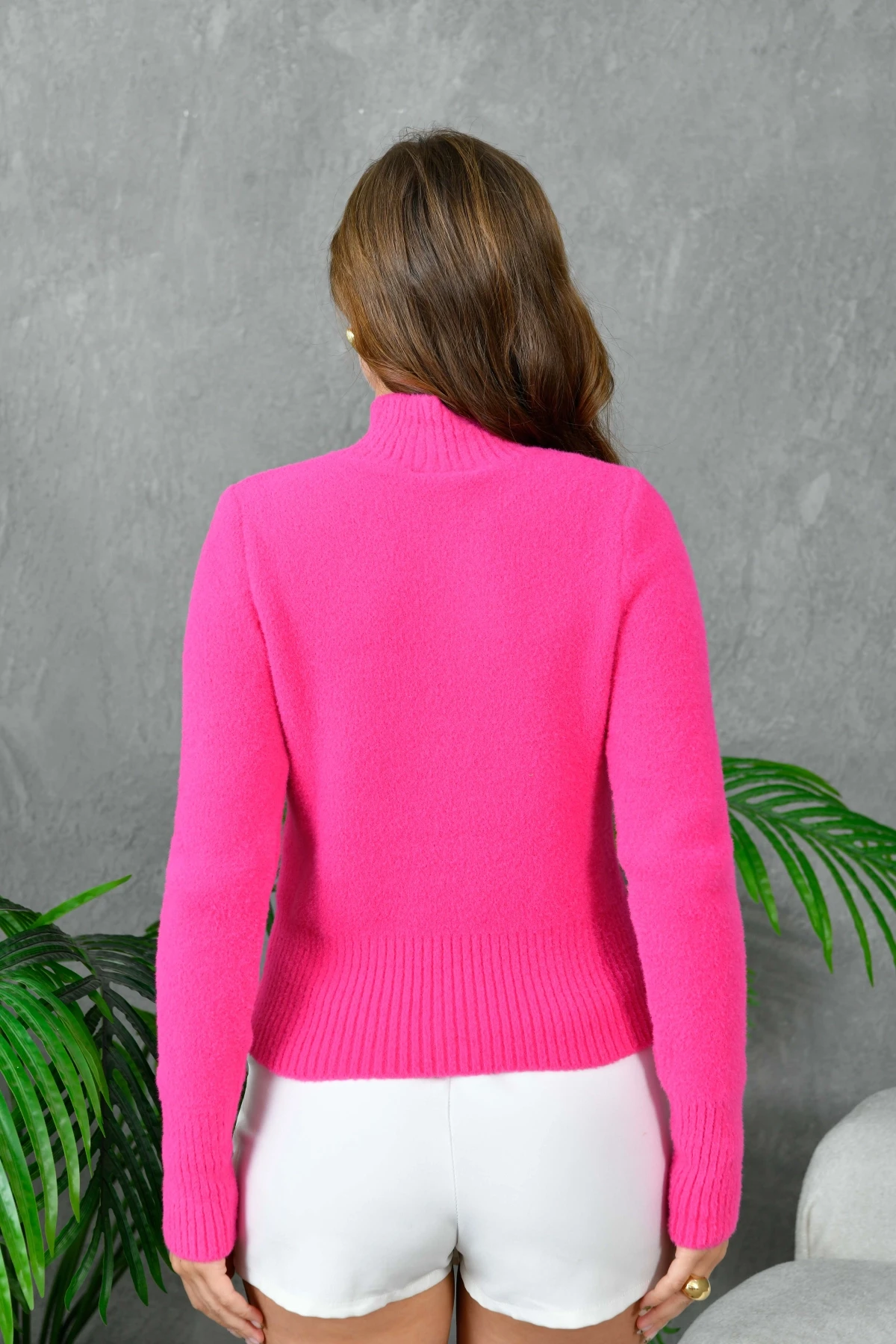 Kadın Yarım Balıkçı Yaka Triko Kazak