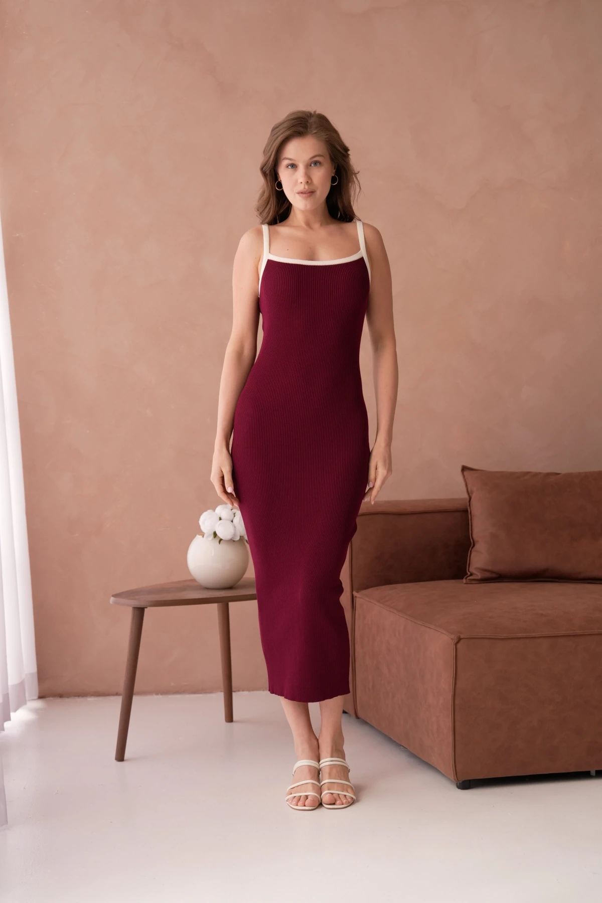 Askılı Slim Fit Kaşkorse Balık Triko Elbise