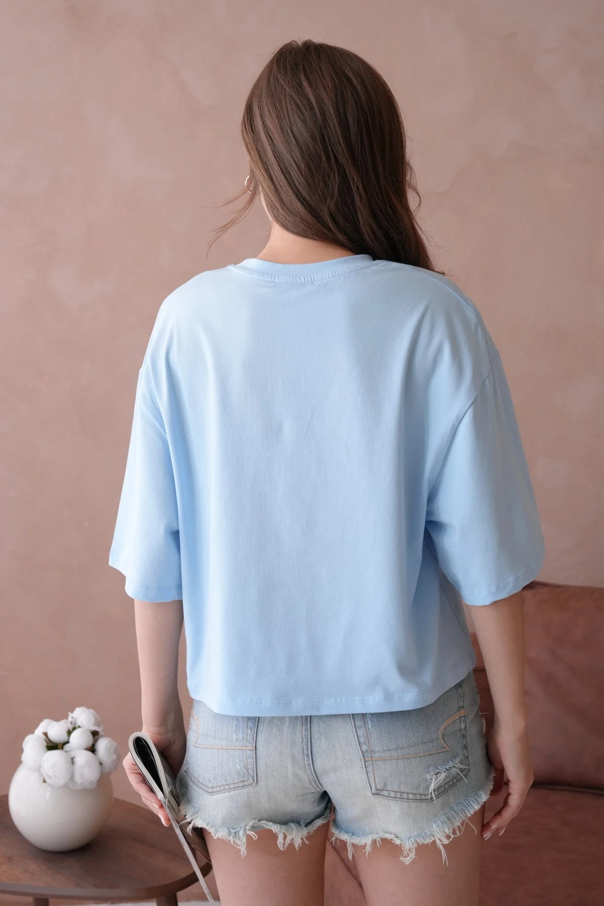 Baskılı Crop Basic T-Shirt