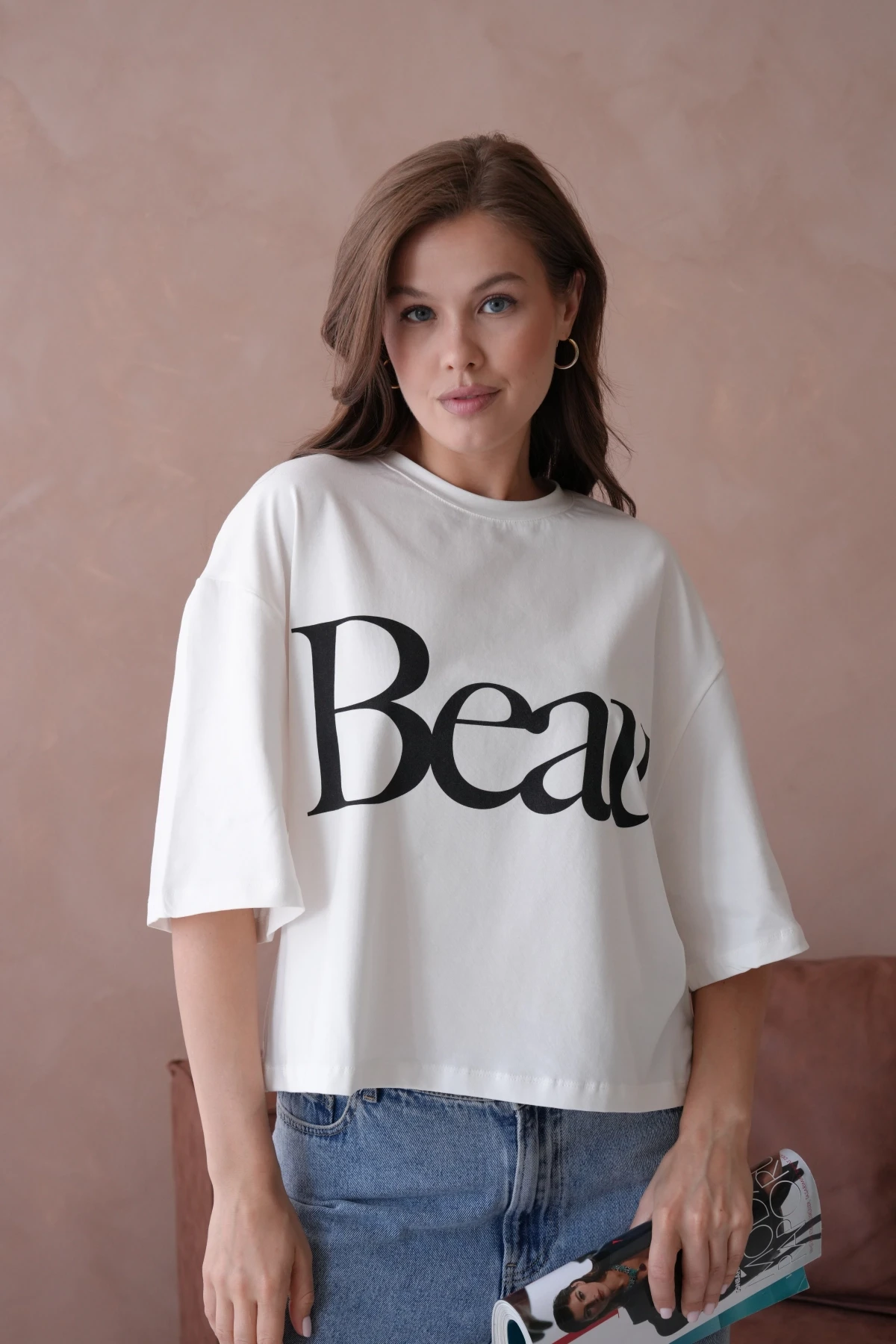 Baskılı Crop Basic T-Shirt