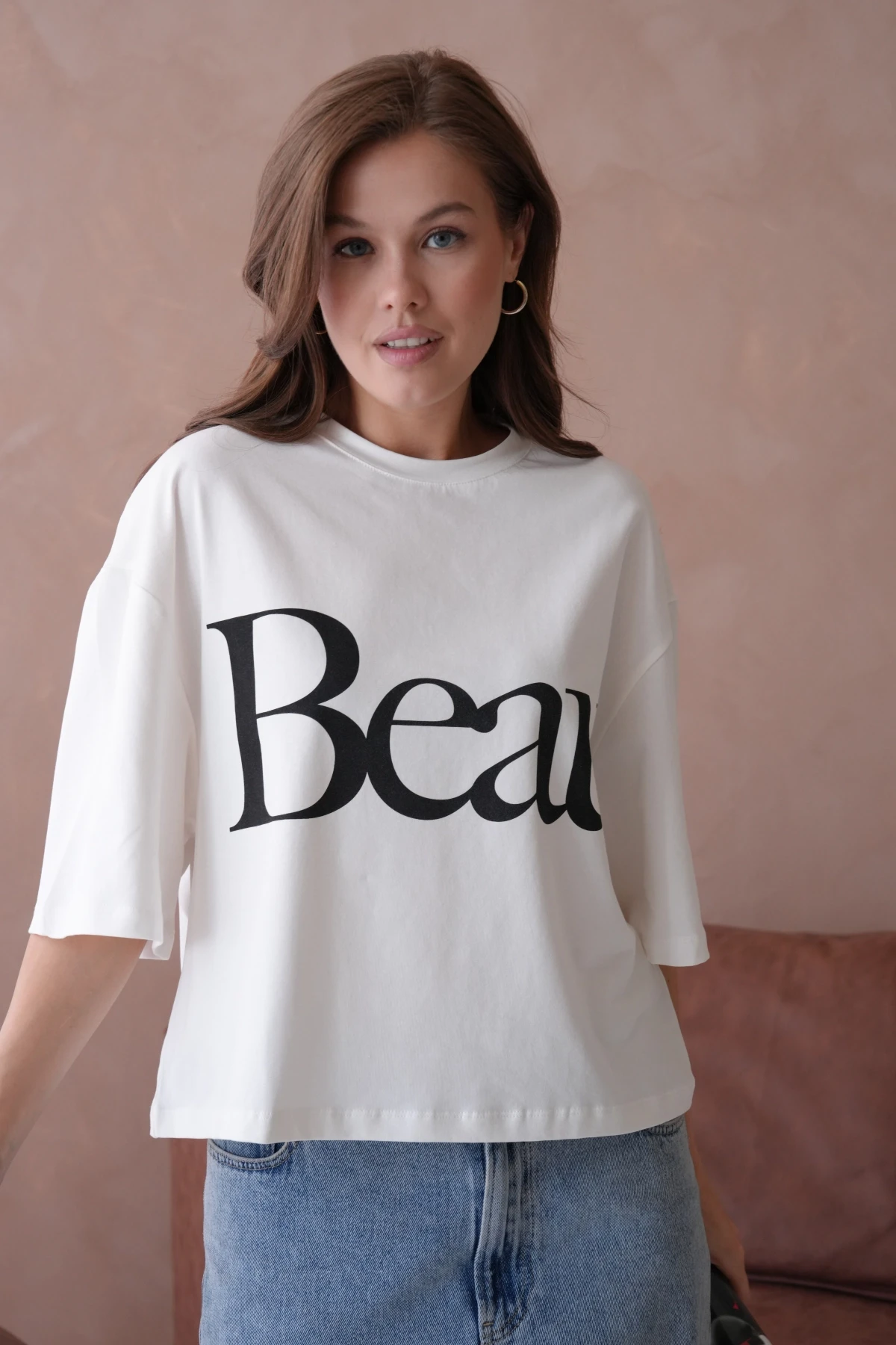 Baskılı Crop Basic T-Shirt