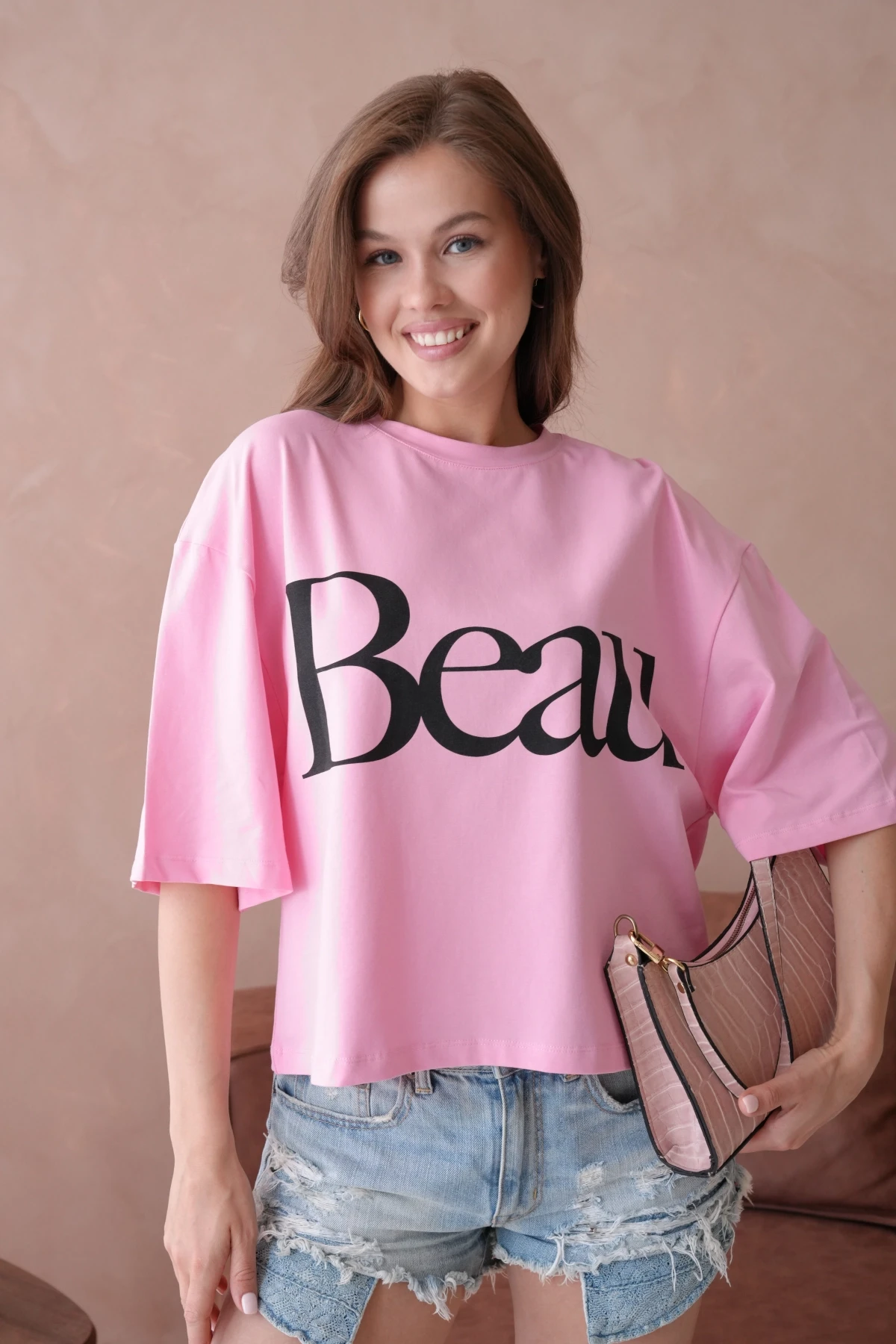 Baskılı Crop Basic T-Shirt