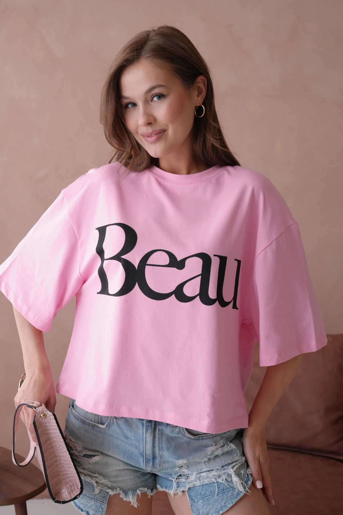 Baskılı Crop Basic T-Shirt