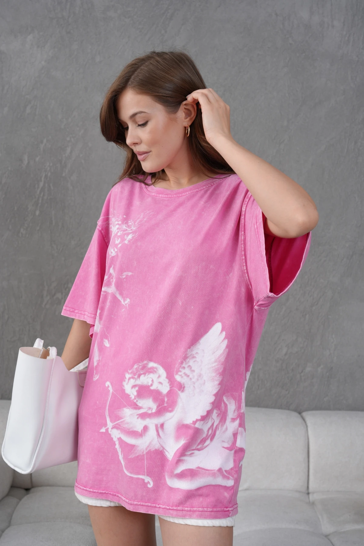 Baskılı Yıkamalı Salaş Basic T-Shirt