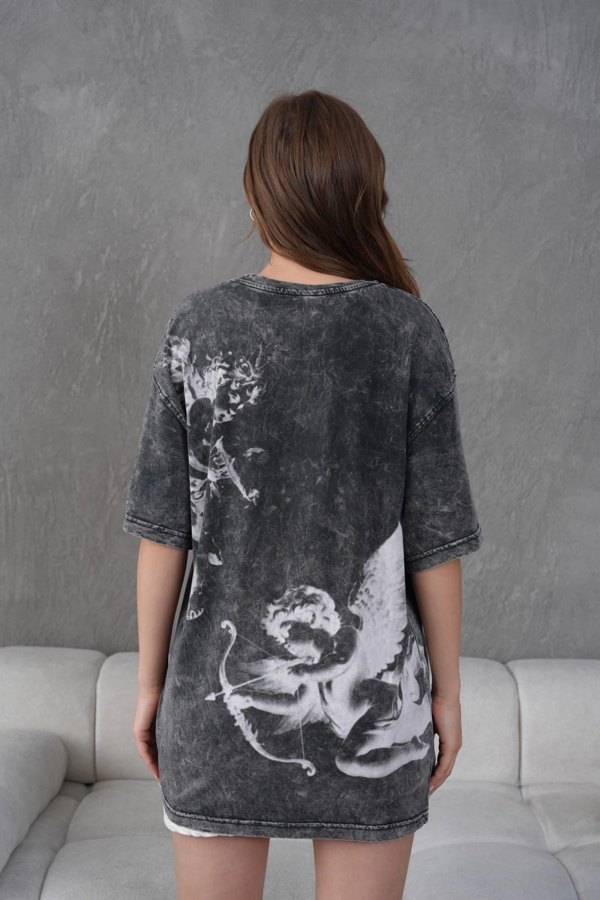 Baskılı Yıkamalı Salaş Basic T-Shirt