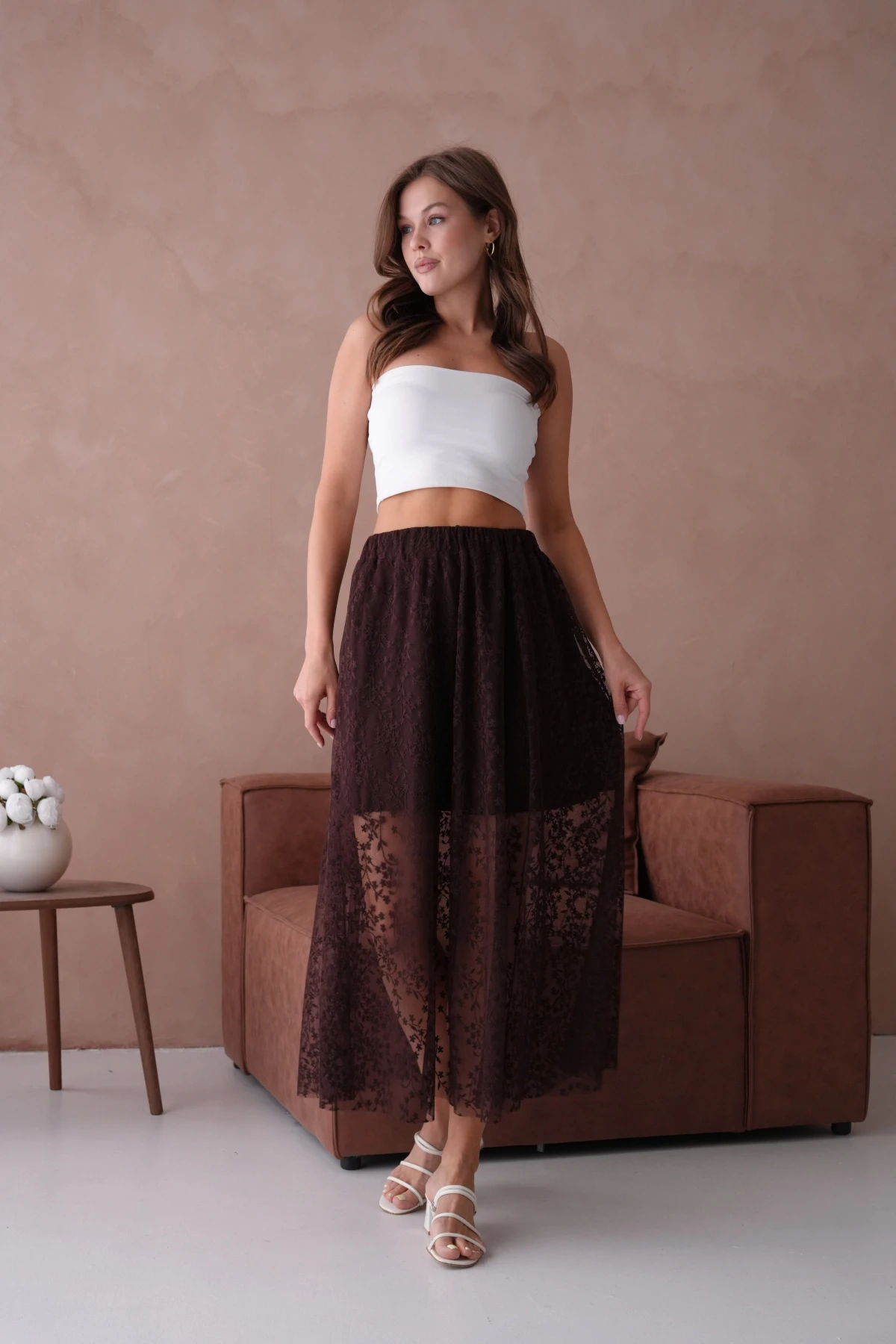 Beli Lastikli Astarlı Tül Etek