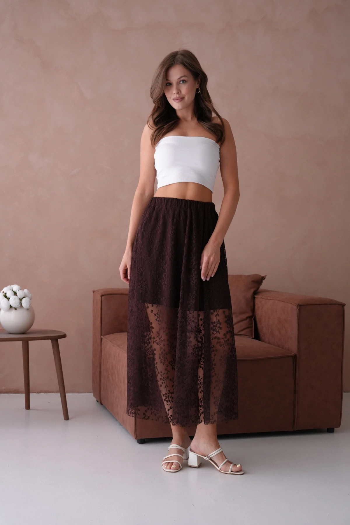 Beli Lastikli Astarlı Tül Etek