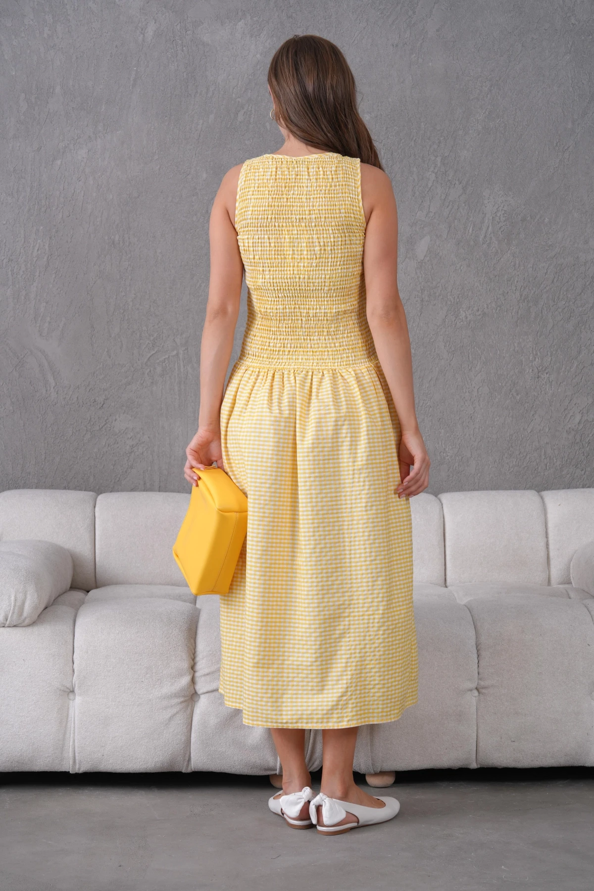 Gipeli Maxi Boy Pötikareli Yazlık Dokuma Elbise