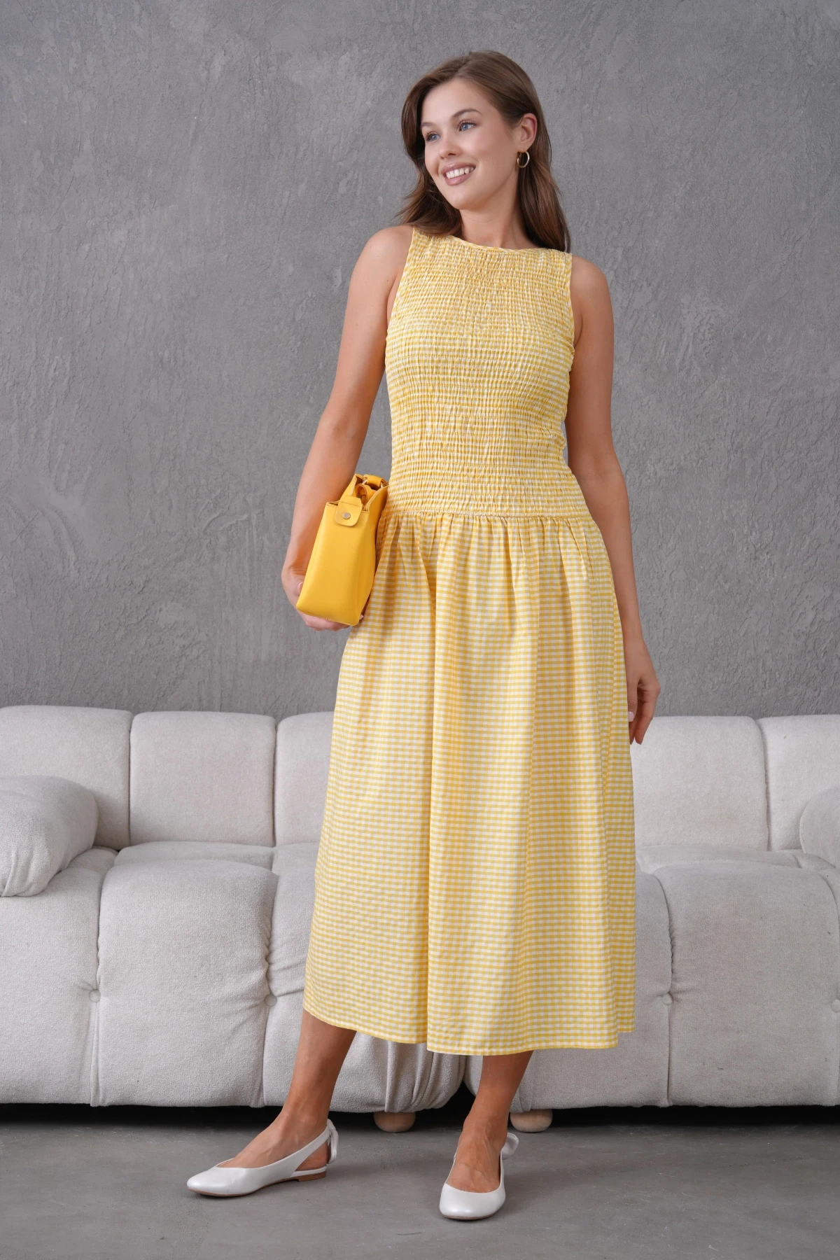 Gipeli Maxi Boy Pötikareli Yazlık Dokuma Elbise