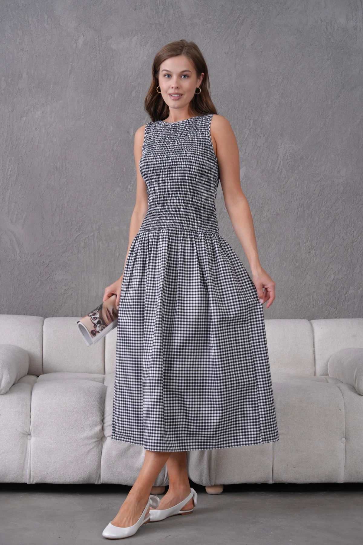 Gipeli Maxi Boy Pötikareli Yazlık Dokuma Elbise