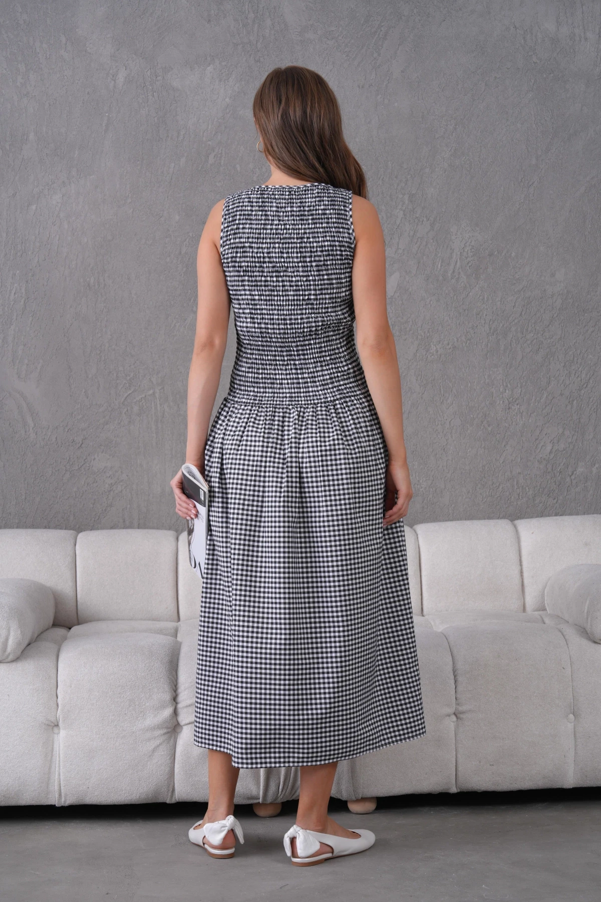 Gipeli Maxi Boy Pötikareli Yazlık Dokuma Elbise