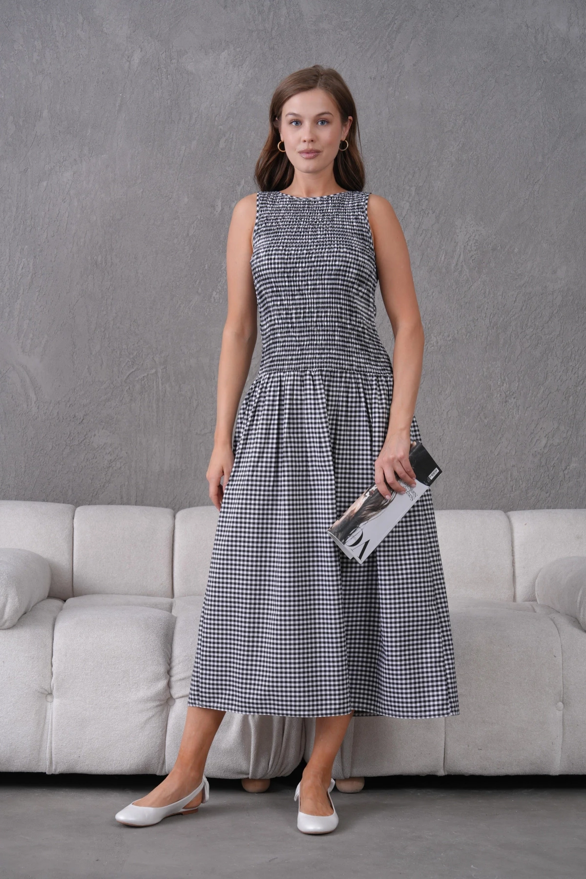 Gipeli Maxi Boy Pötikareli Yazlık Dokuma Elbise