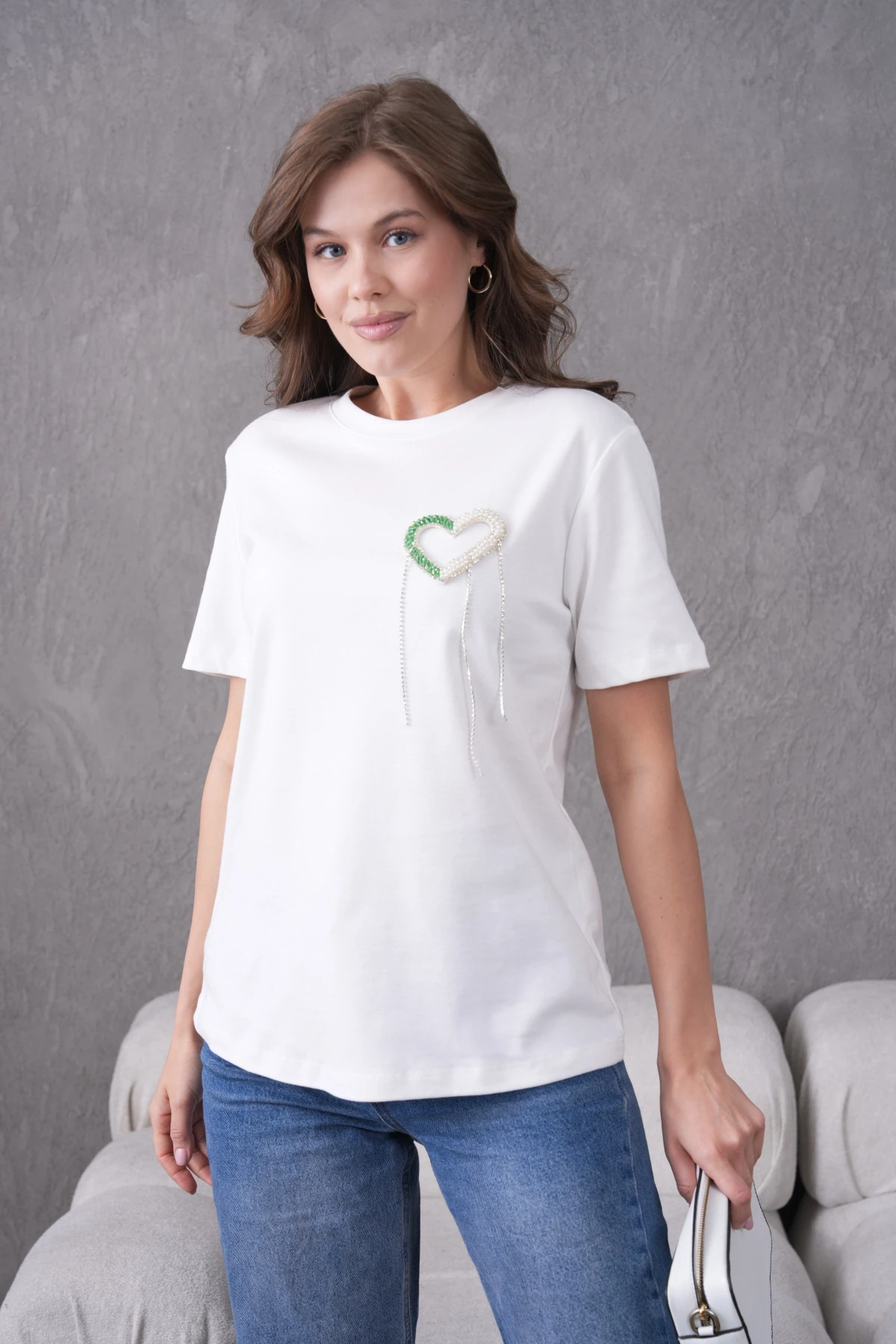 Taş Naksesuar Detaylı Basic T-Shirt