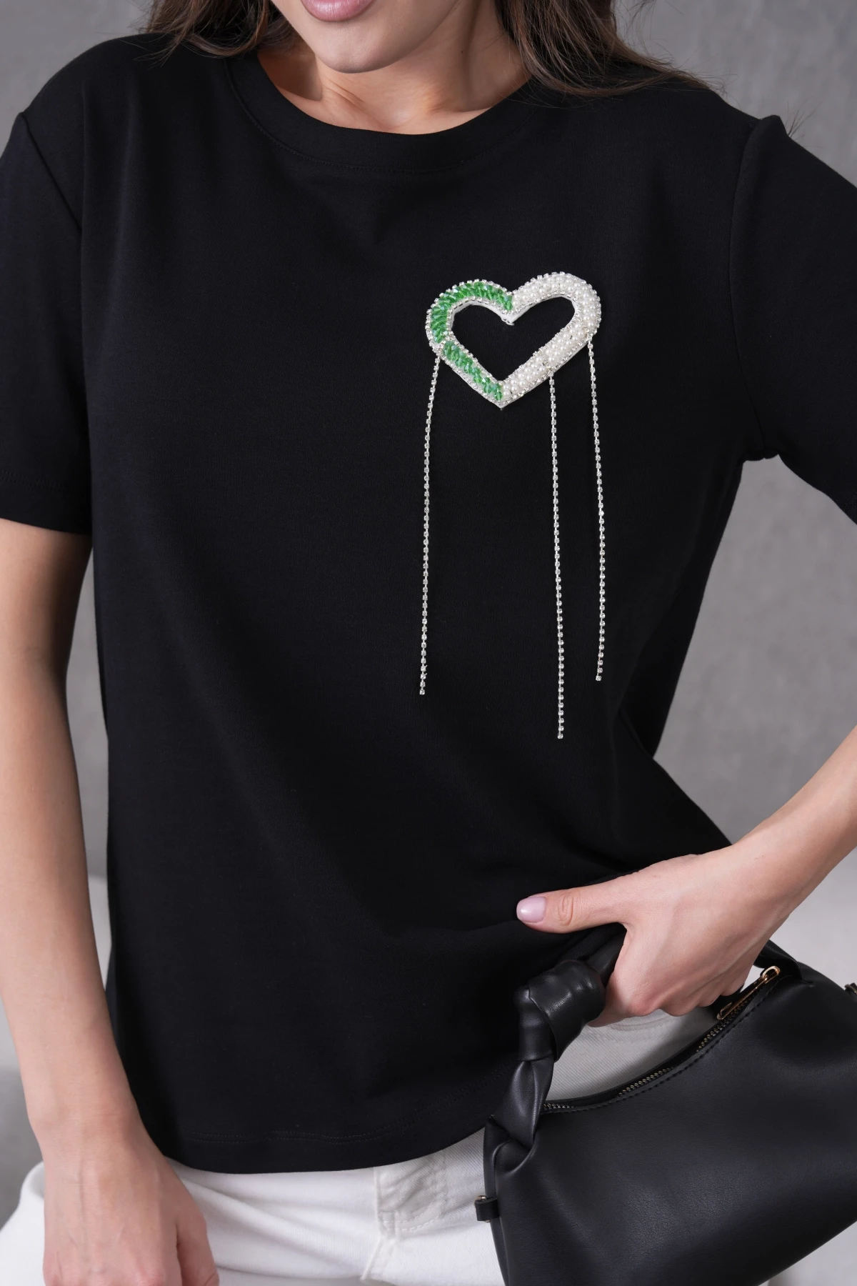 Taş Naksesuar Detaylı Basic T-Shirt