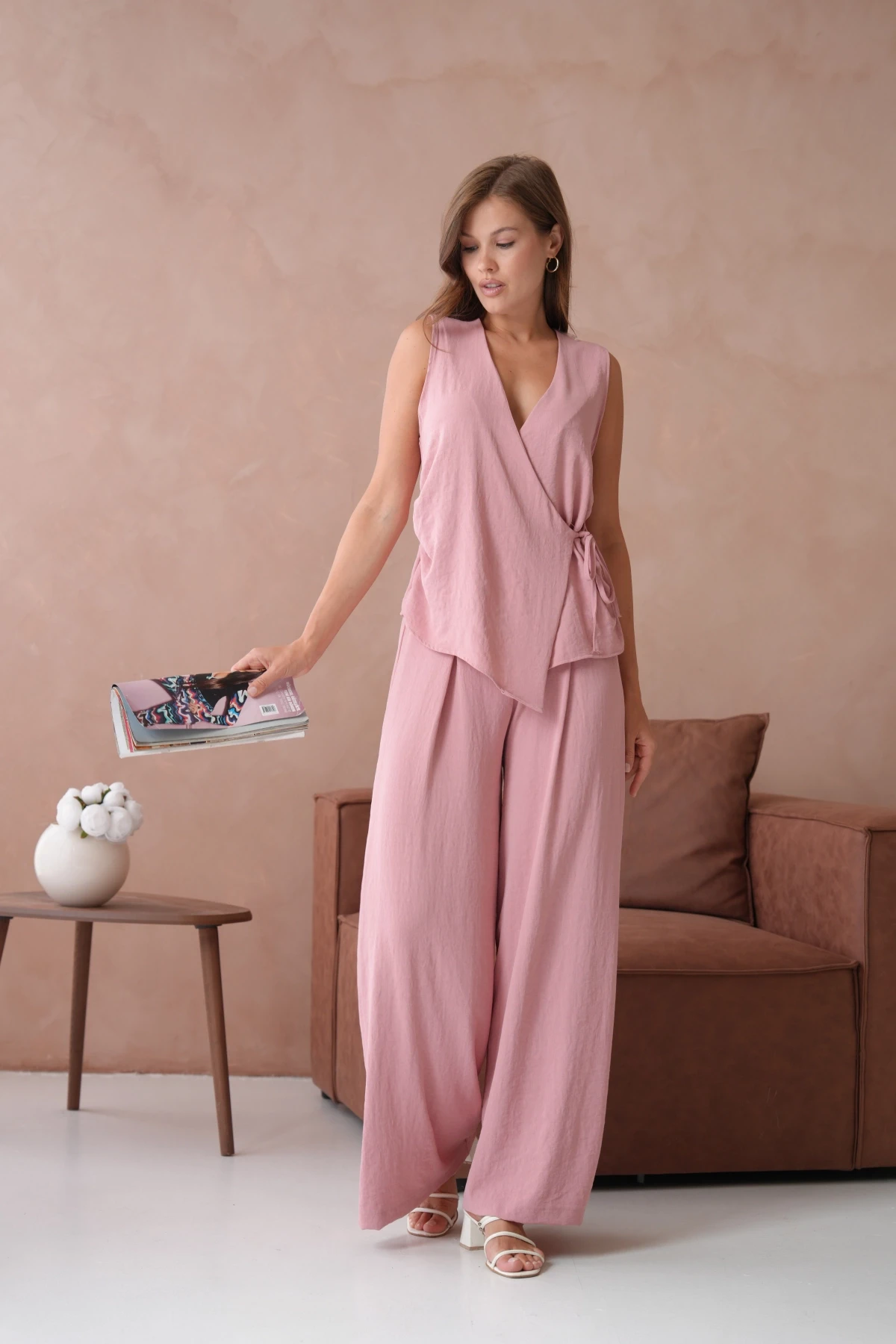 Bluz Pantolon İkili Keten Takım