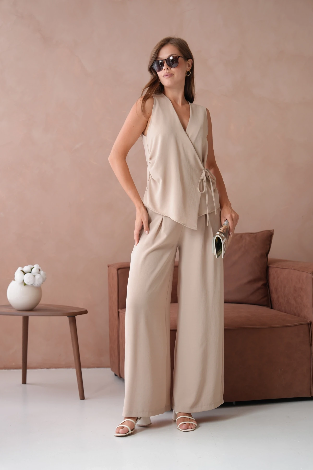 Bluz Pantolon İkili Keten Takım