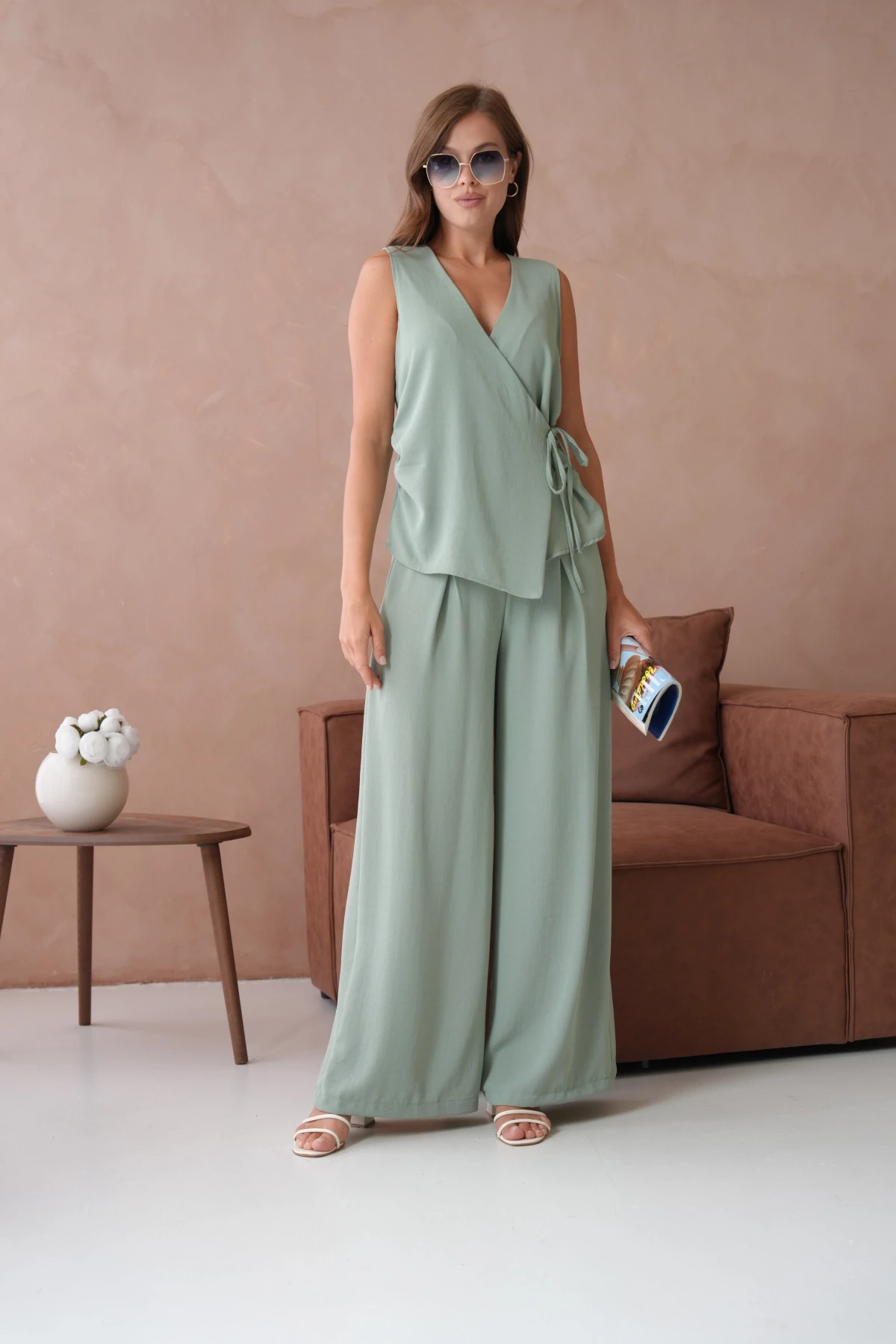 Bluz Pantolon İkili Keten Takım