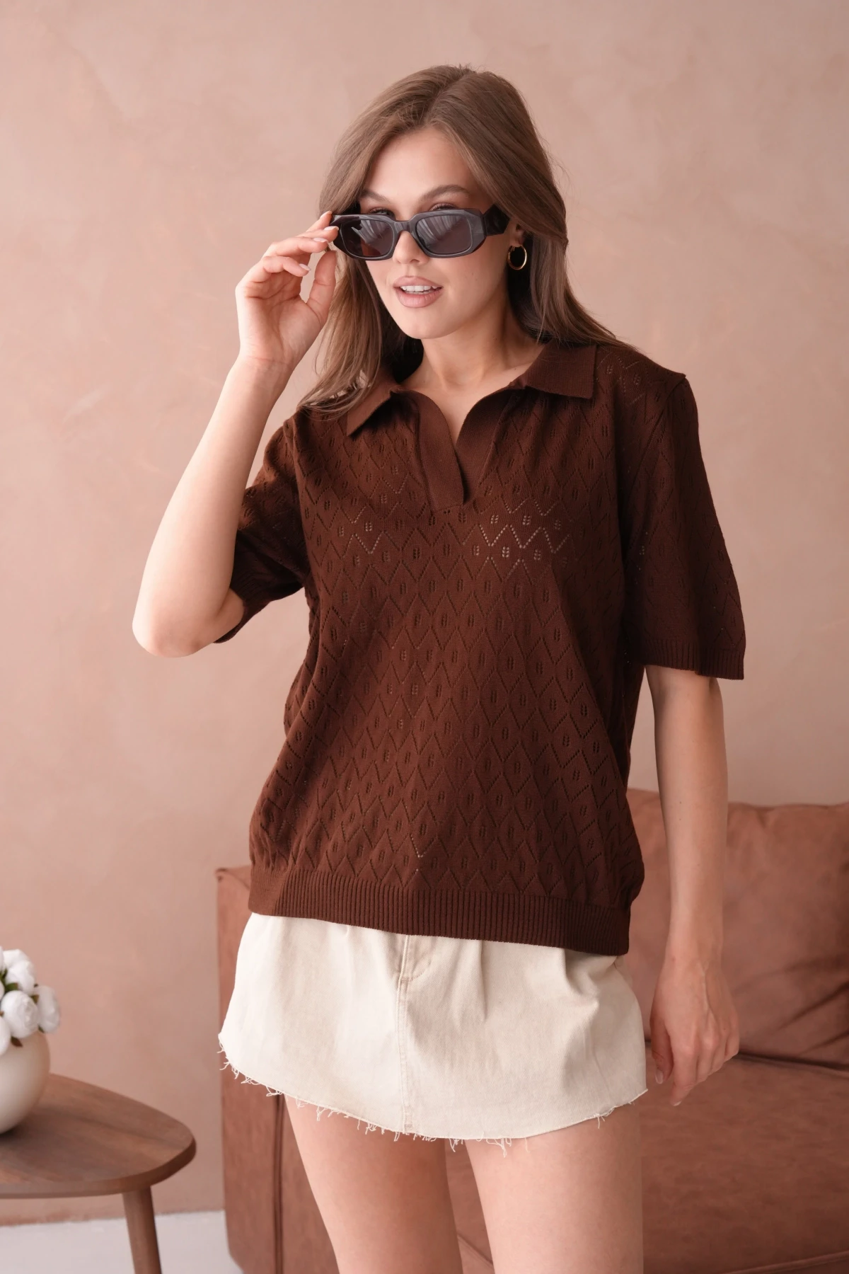 Polo Yaka Kısa Kol Salaş Yazlık T-Shirt