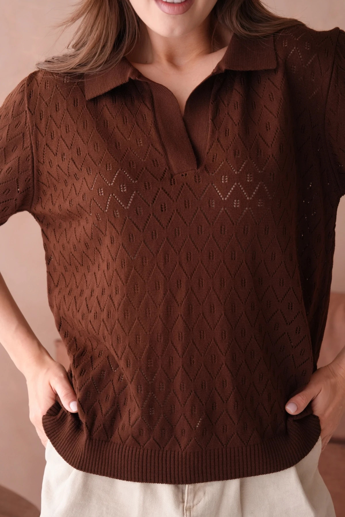 Polo Yaka Kısa Kol Salaş Yazlık T-Shirt