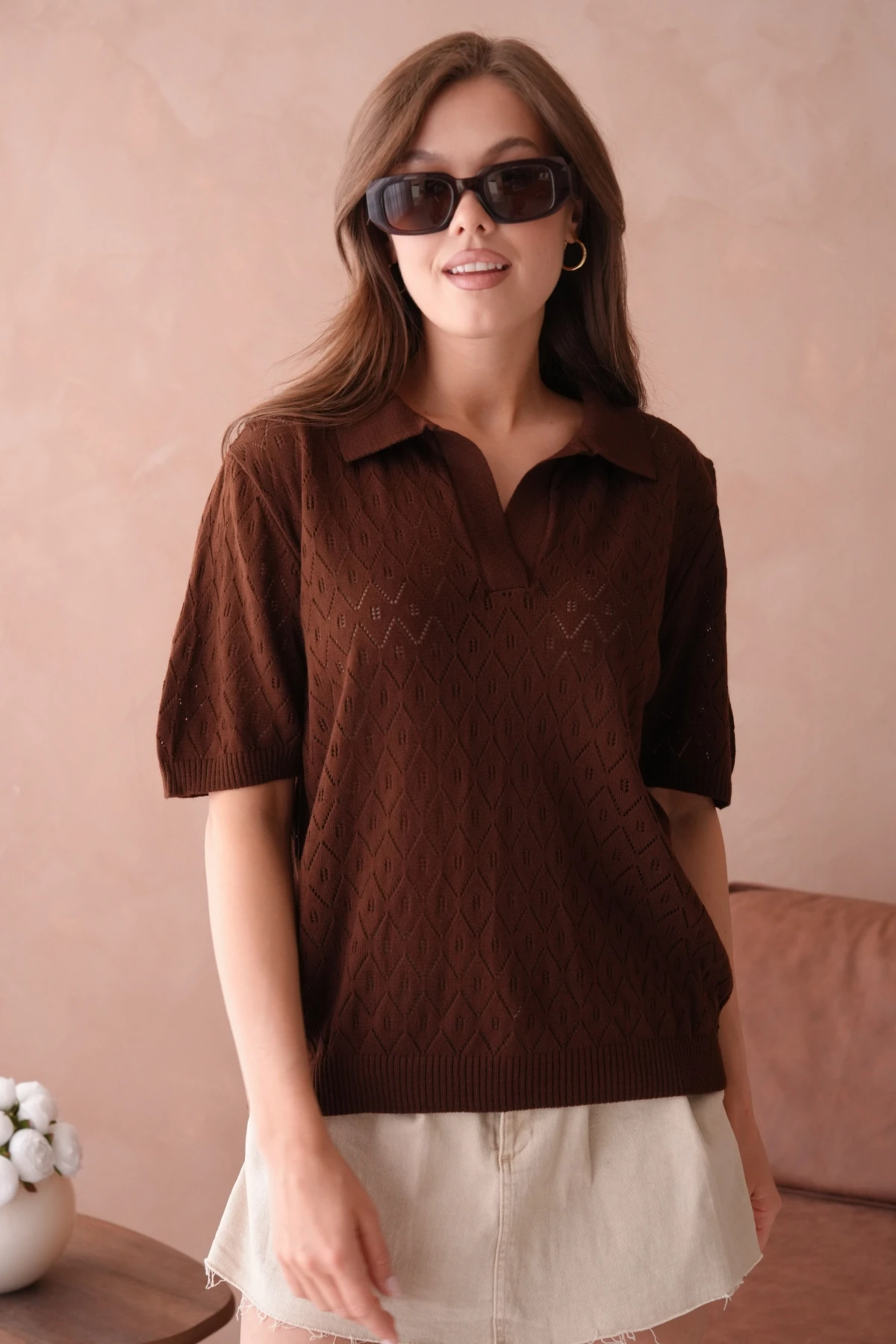 Polo Yaka Kısa Kol Salaş Yazlık T-Shirt