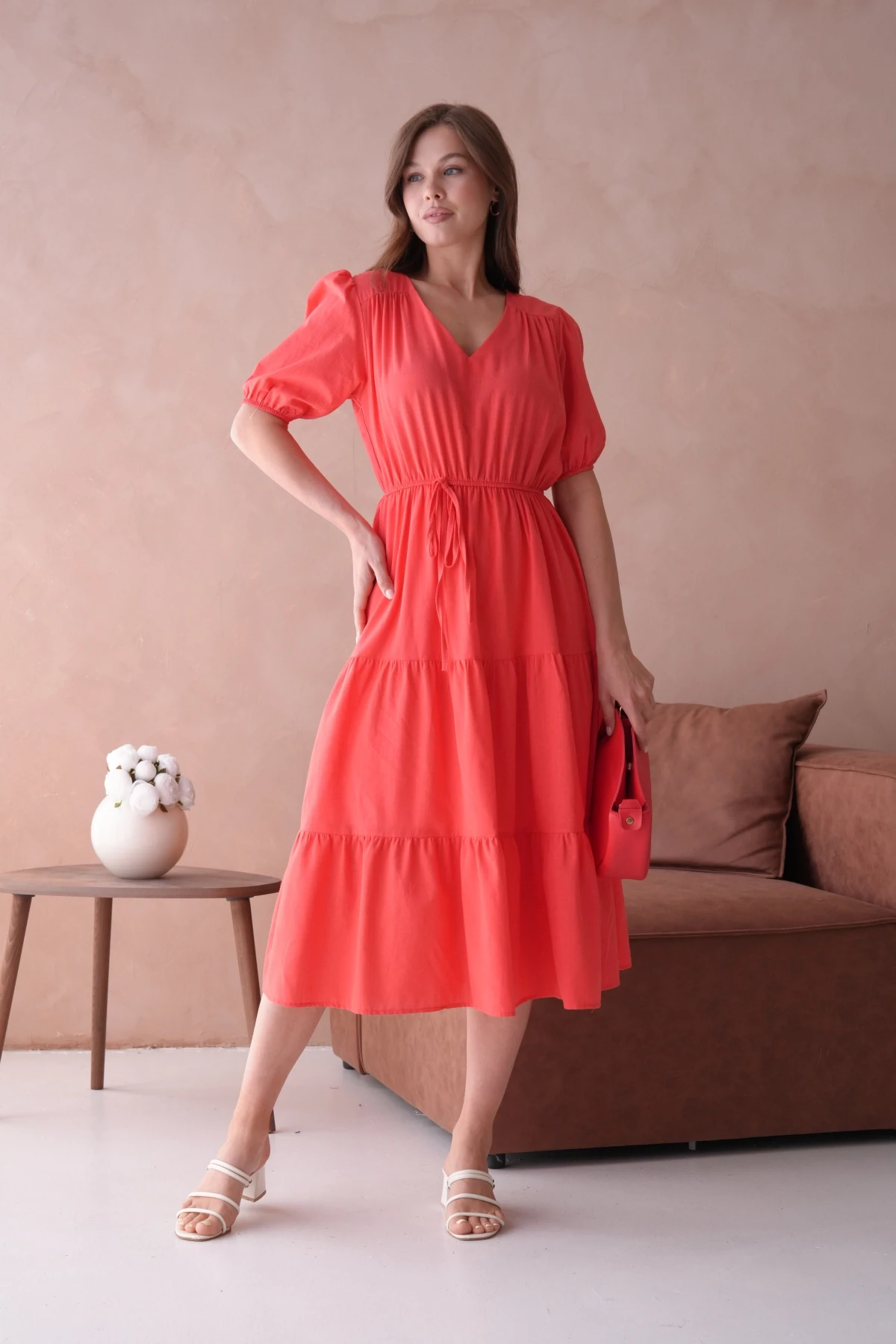 Kısa Kol Lastikli Yazlık Elbise