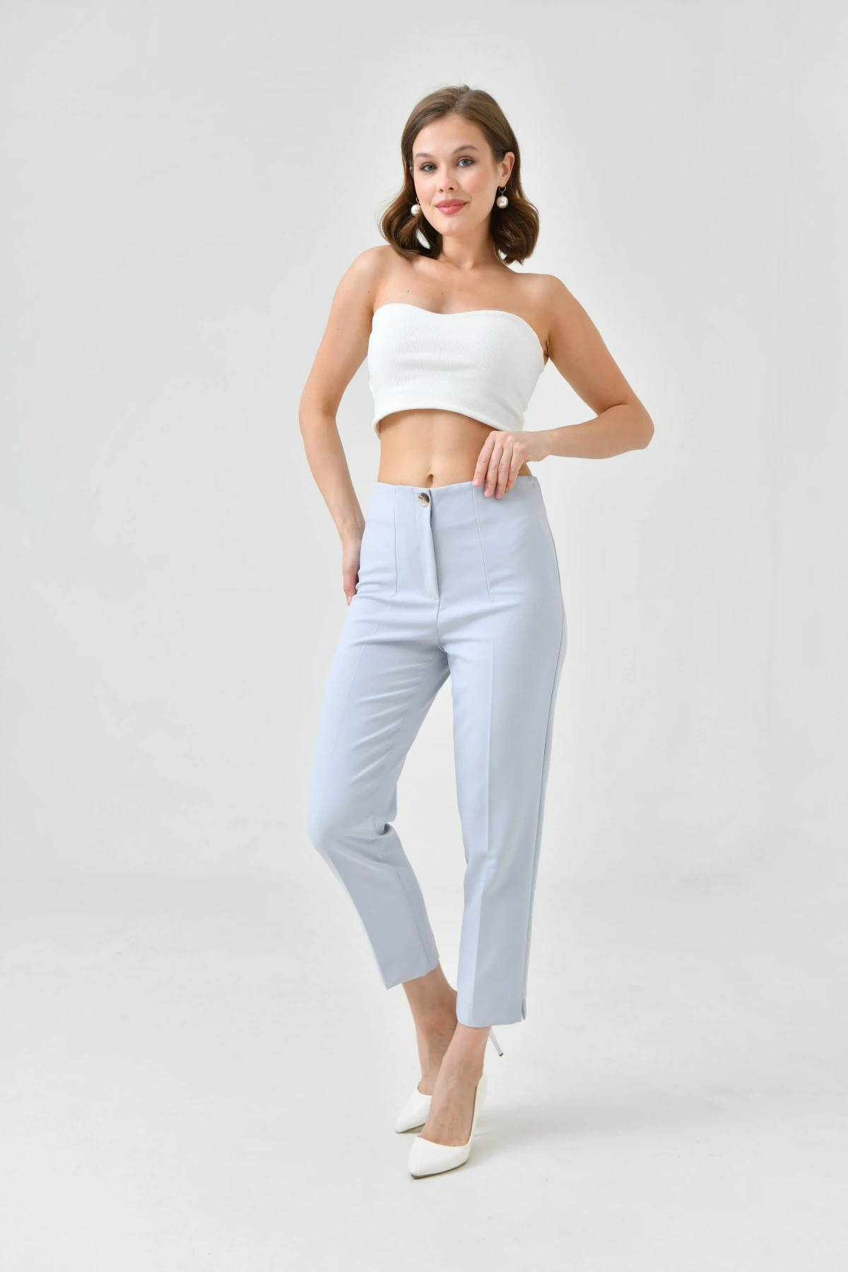 Womens Collared Slit Trousers