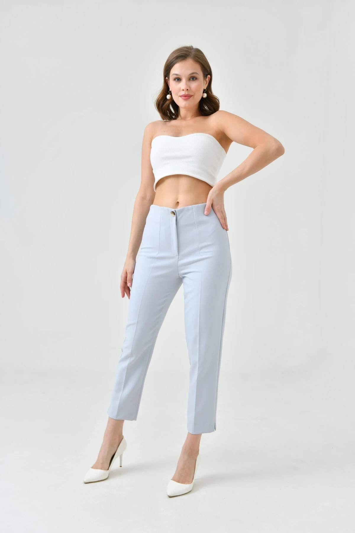 Womens Collared Slit Trousers
