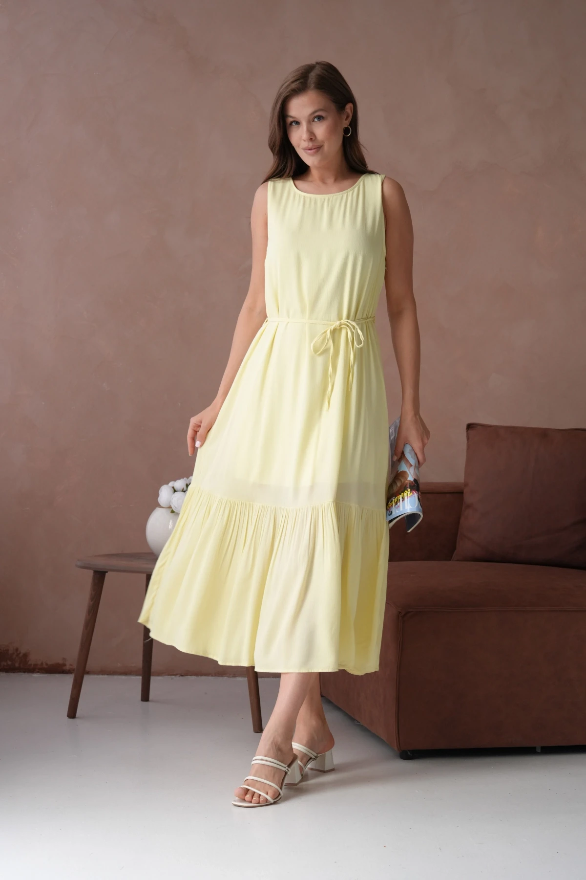 Sarı Kısa Kol Salaş Yazlık Elbise