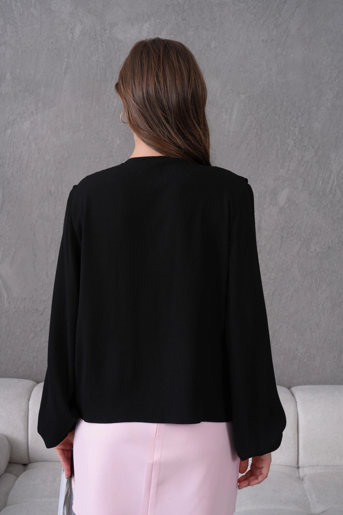 Uzun Kol Kırinkıl Yazlık Dokuma Bluz