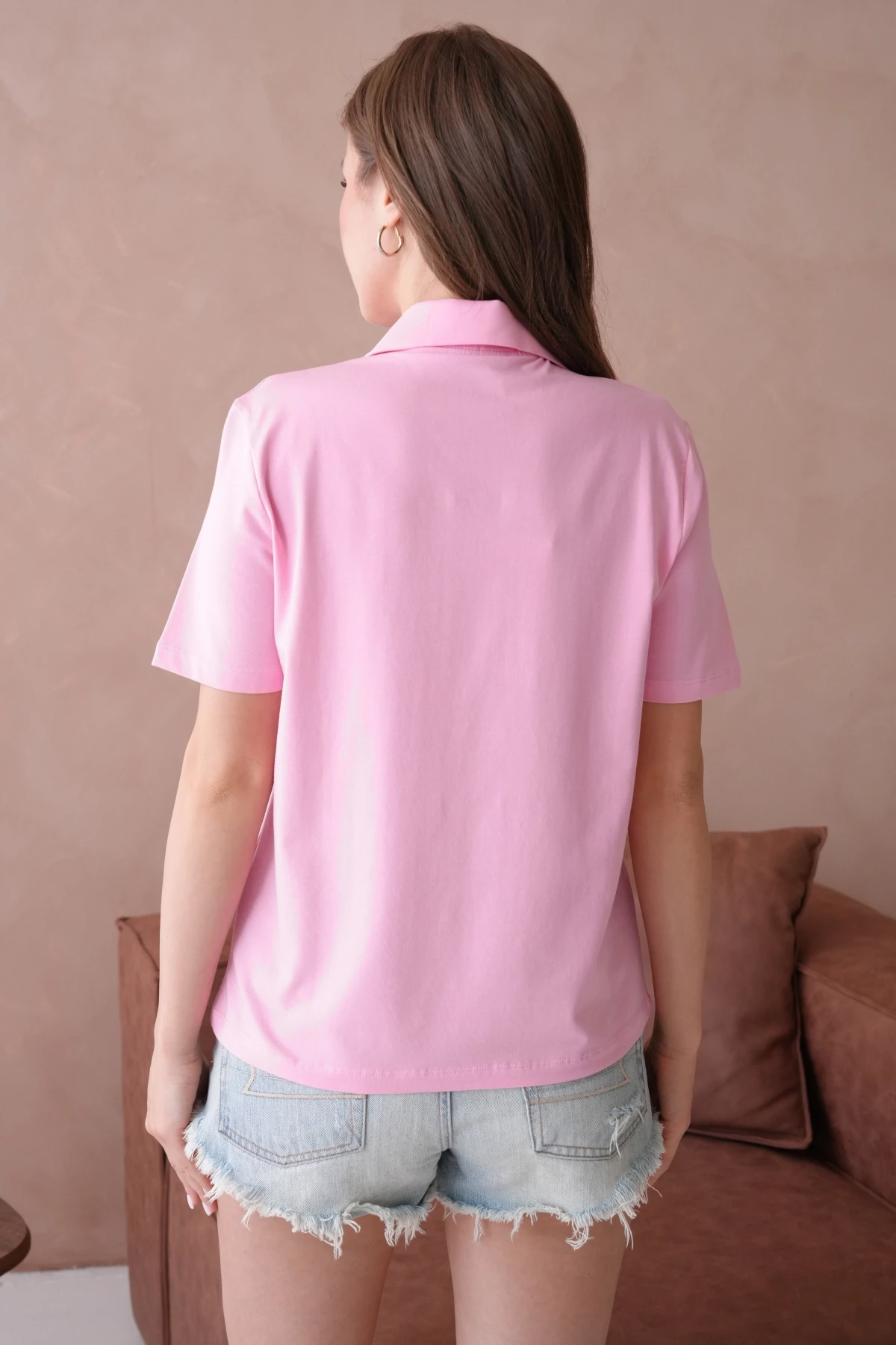 Polo Yaka Kısa Kol Düğmeli Basic T-Shirt